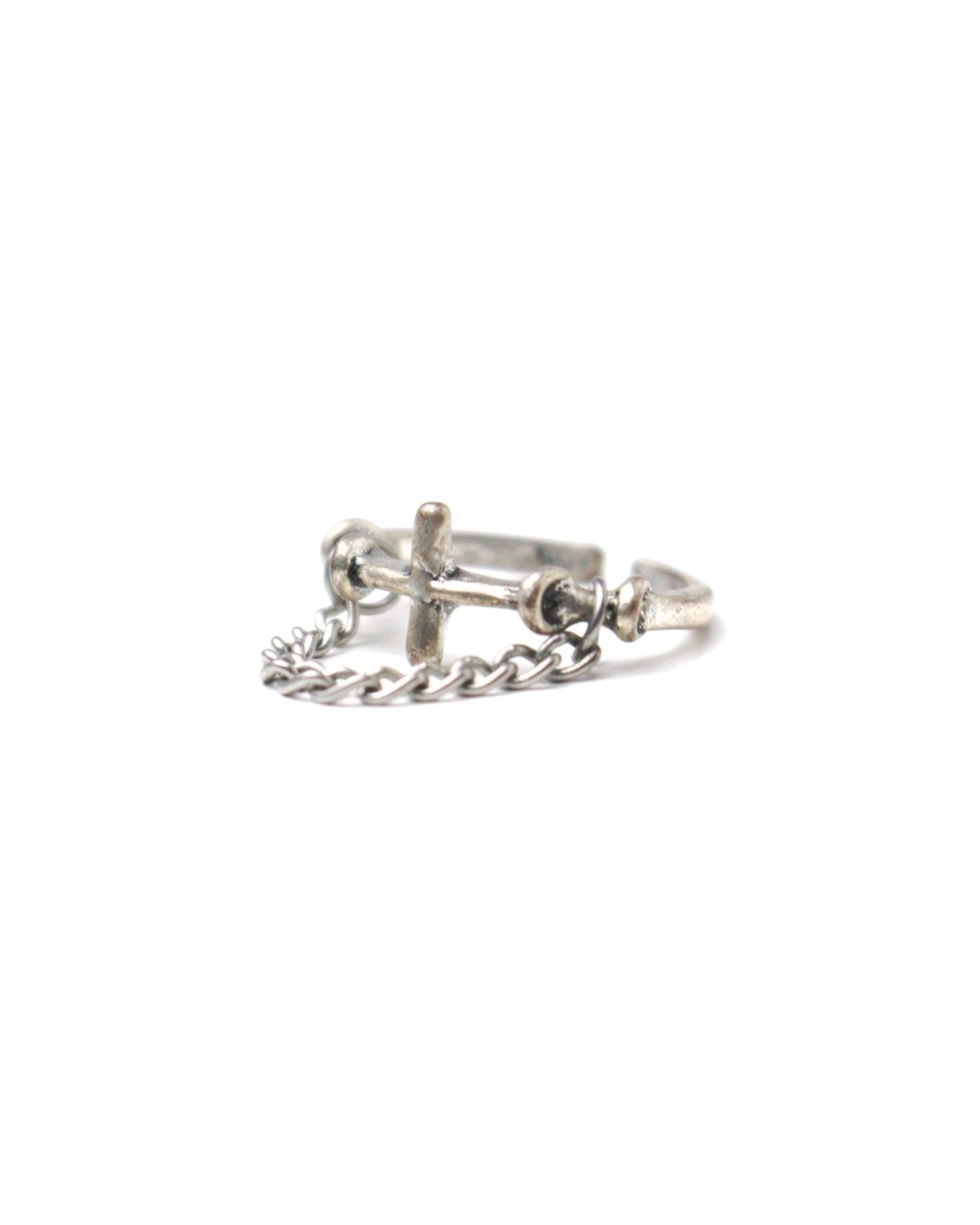 Vintage 2000S JAPANESE MADE AVANT GARDE CHAINED CROSS RING Size ONE SIZE - 1 Thumbnail