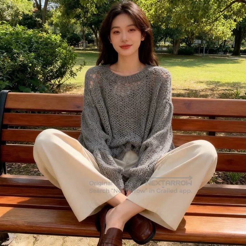 Loewe Loewe Classic Logo High-End Grey Openwork Crewneck Long Sl Size XS / US 0-2 / IT 36-38 - 3 Thumbnail