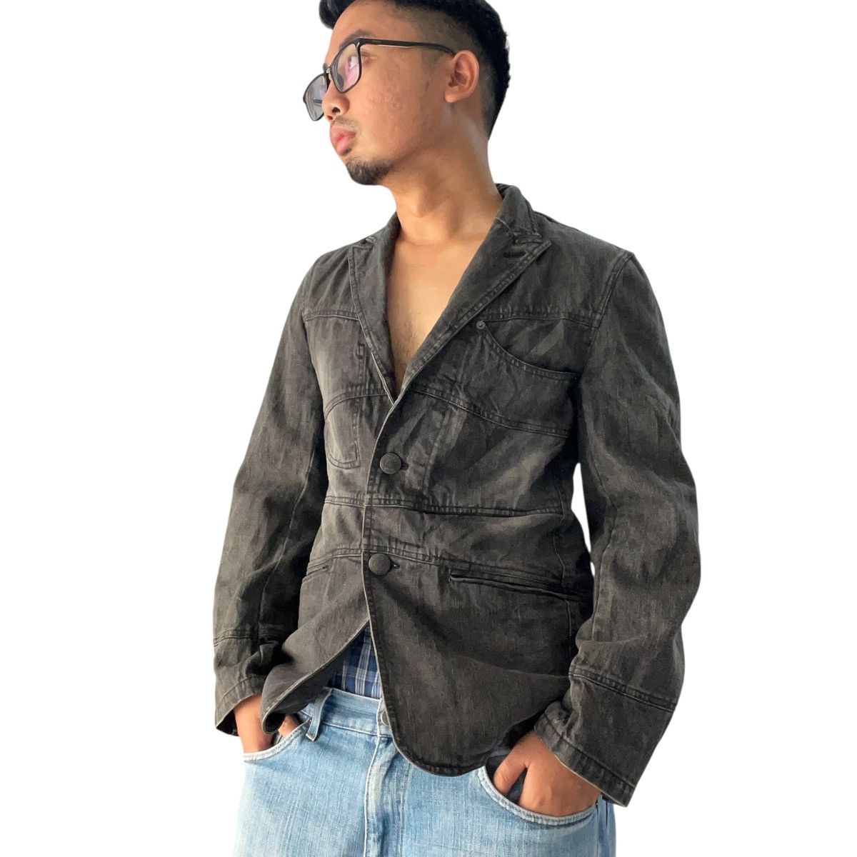 14th Addiction 🇯🇵VINTAGE IN THE ATTIC GOTHIC PUNK BLAZER DENIM COLLAR JACKET Size US S / EU 44-46 / 1 - 1 Thumbnail
