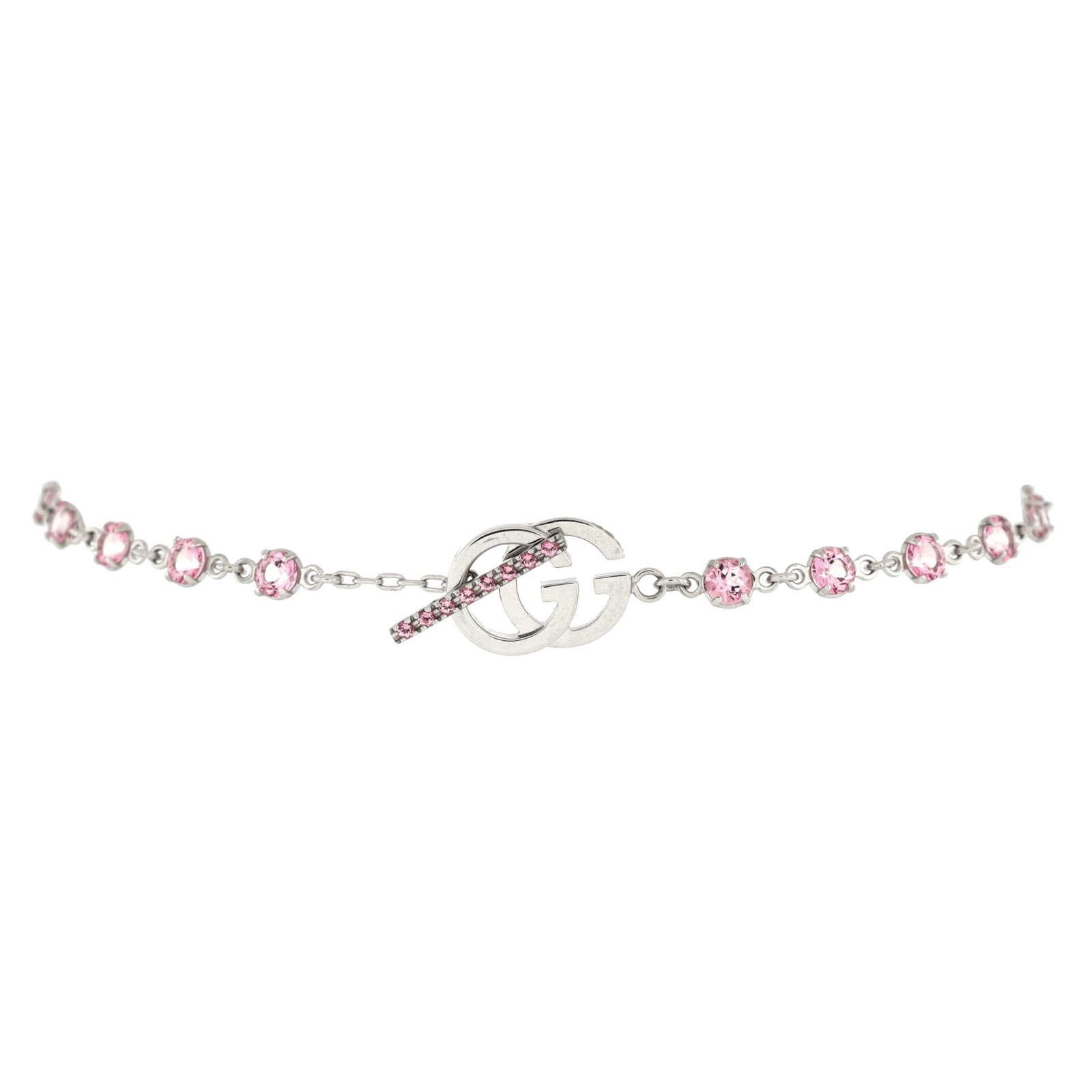image of Gucci Gg Running Chain Toggle Bracelet 18K White Gold And Pink, Women's