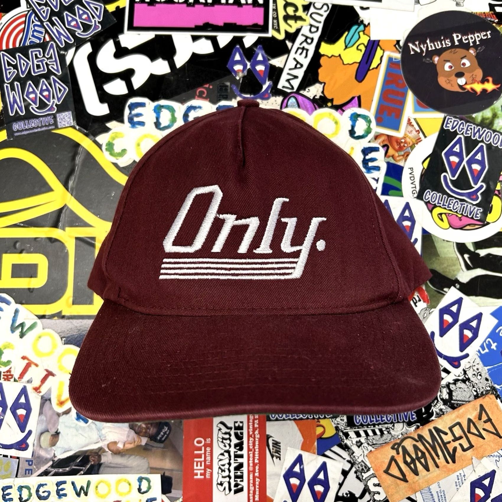 Only NY VINTAGE Only NY Hat Mens One Size Maroon Red Snapback Cap Made USA Skateboarding Streetwear Size ONE SIZE - 2 Thumbnail