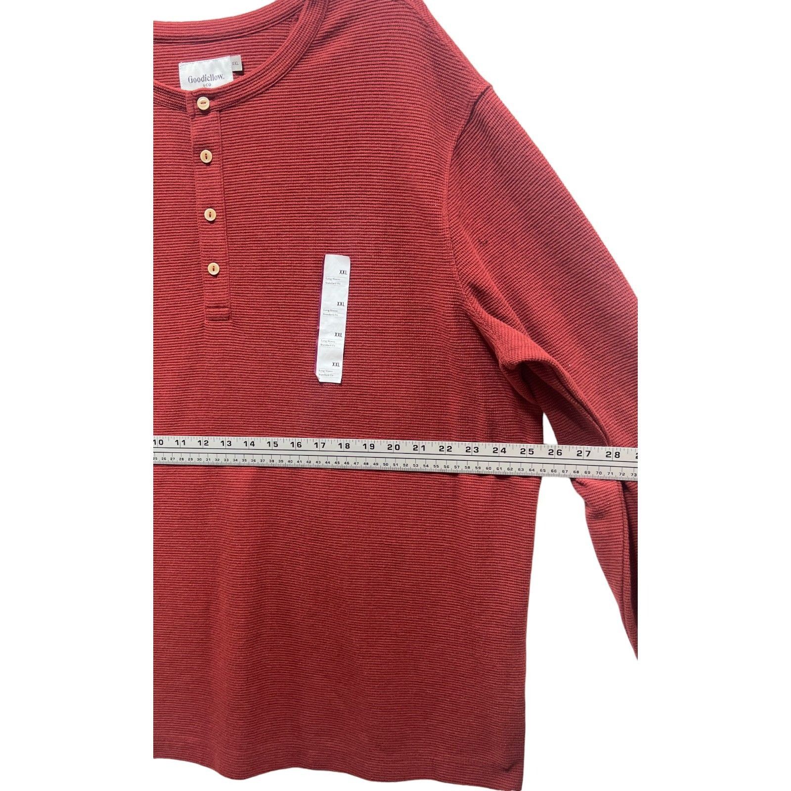 Other GoodFellow - Men's Long Sleeve Henley T-Shirt - Red - XXL Size US XXL / EU 58 / 5 - 5 Thumbnail