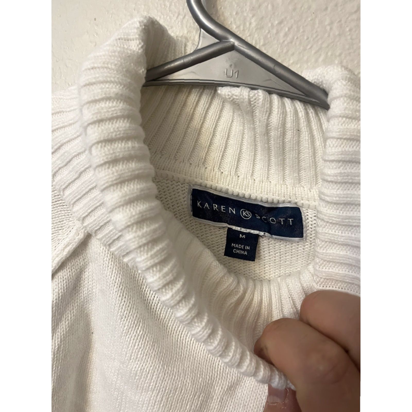 Vintage Karen Scott Sweater Shirt Woman Turtleneck M White Vintage 90s Christmas? Size M / US 6-8 / IT 42-44 - 3 Thumbnail