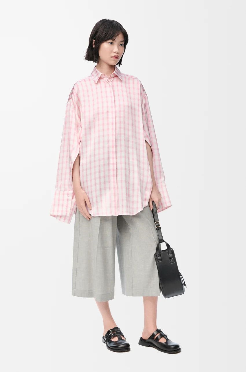 Loewe o1loc1c0525 Shirt in Silk in White/Pink Size M / US 6-8 / IT 42-44 - 2 Thumbnail