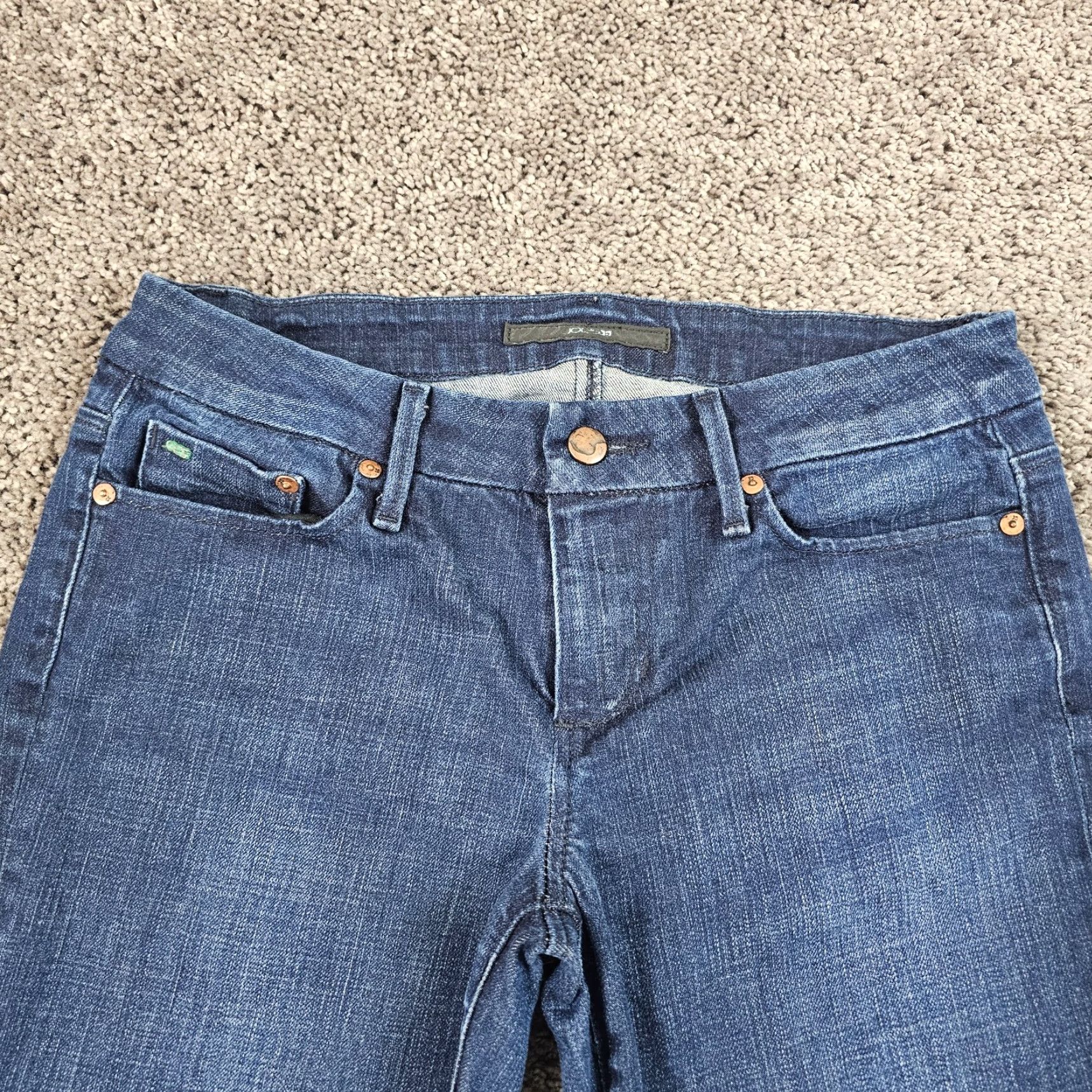 Vintage Joes Jeans Womens Jeans Flared Low Rise Dark Wash Stretch 29 28x31 Blue Cotton Denim Slim Rocker 90s Size 29" - 2 Thumbnail