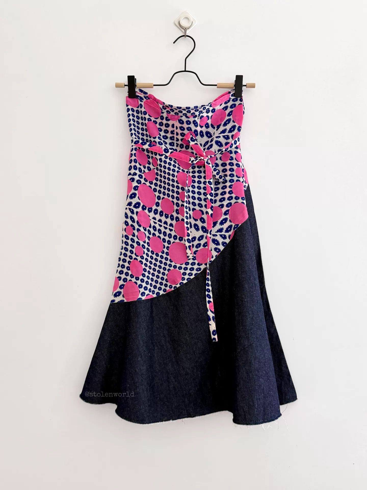 Comme des Garcons CDG Rei Kawakubo 2001 SS Polka Dot Denim Wrap Skirt Size ONE SIZE - 1 Thumbnail