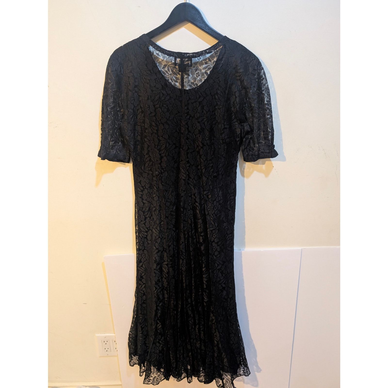 Tarina Tarantino Vintage 1990s Starina Floral Lace Alt Midi Dress MD (AS IN) Size M / US 6-8 / IT 42-44 - 6 Thumbnail