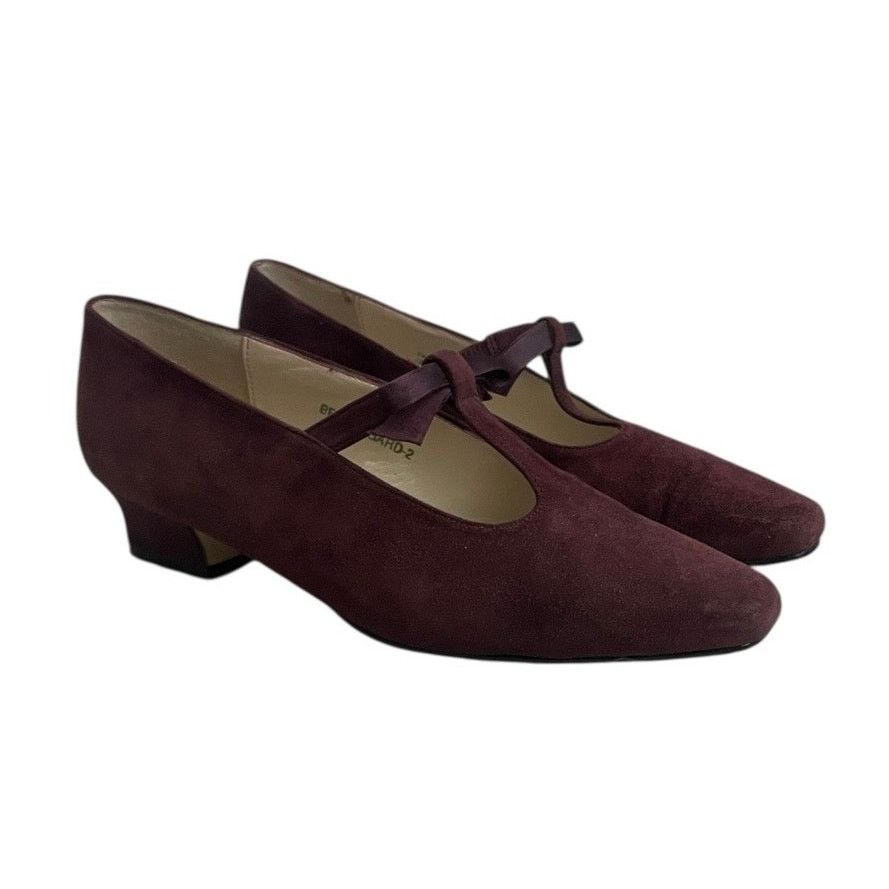 Vintage KIKIT Vintage Beauregard 2 Chianti Suede Leather Bow Heels Size US 6 / IT 36 - 2 Thumbnail