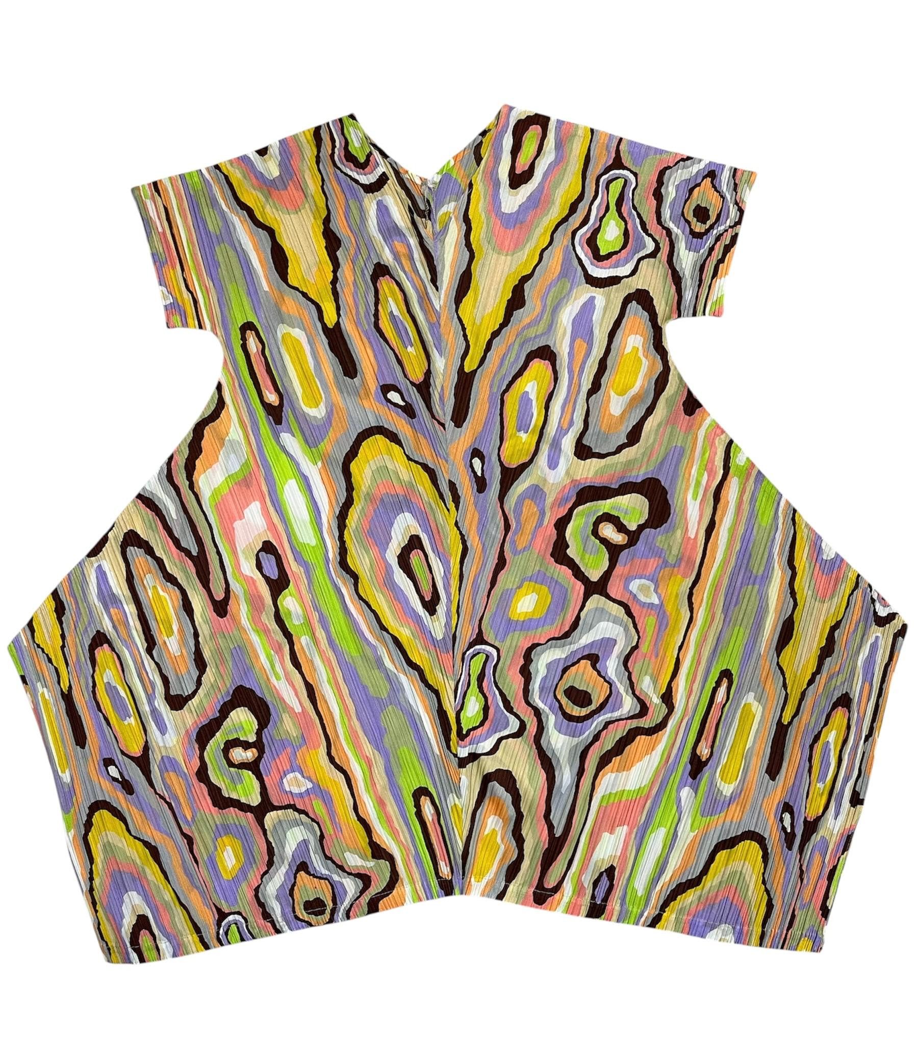 Pleats Please Issey Miyake Pleats Please Issey Miyake Wooden Pattern Multicolor Dress Size L / US 10 / IT 46 - 1 Thumbnail