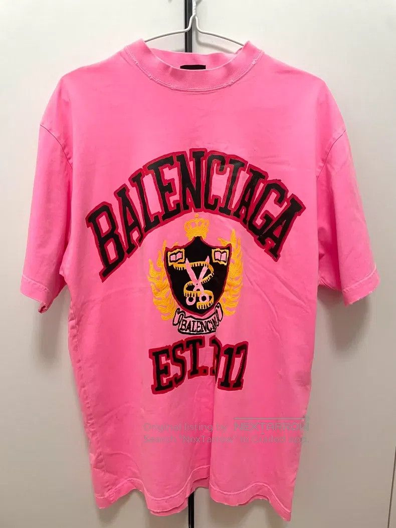Balenciaga Balenciaga Pink Pattern Printed T-Shirt Size US XXS / EU 40 - 1 Thumbnail