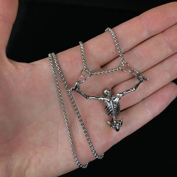 VIBE Skeleton Skull Necklace Punk Chain Size ONE SIZE - 3 Thumbnail