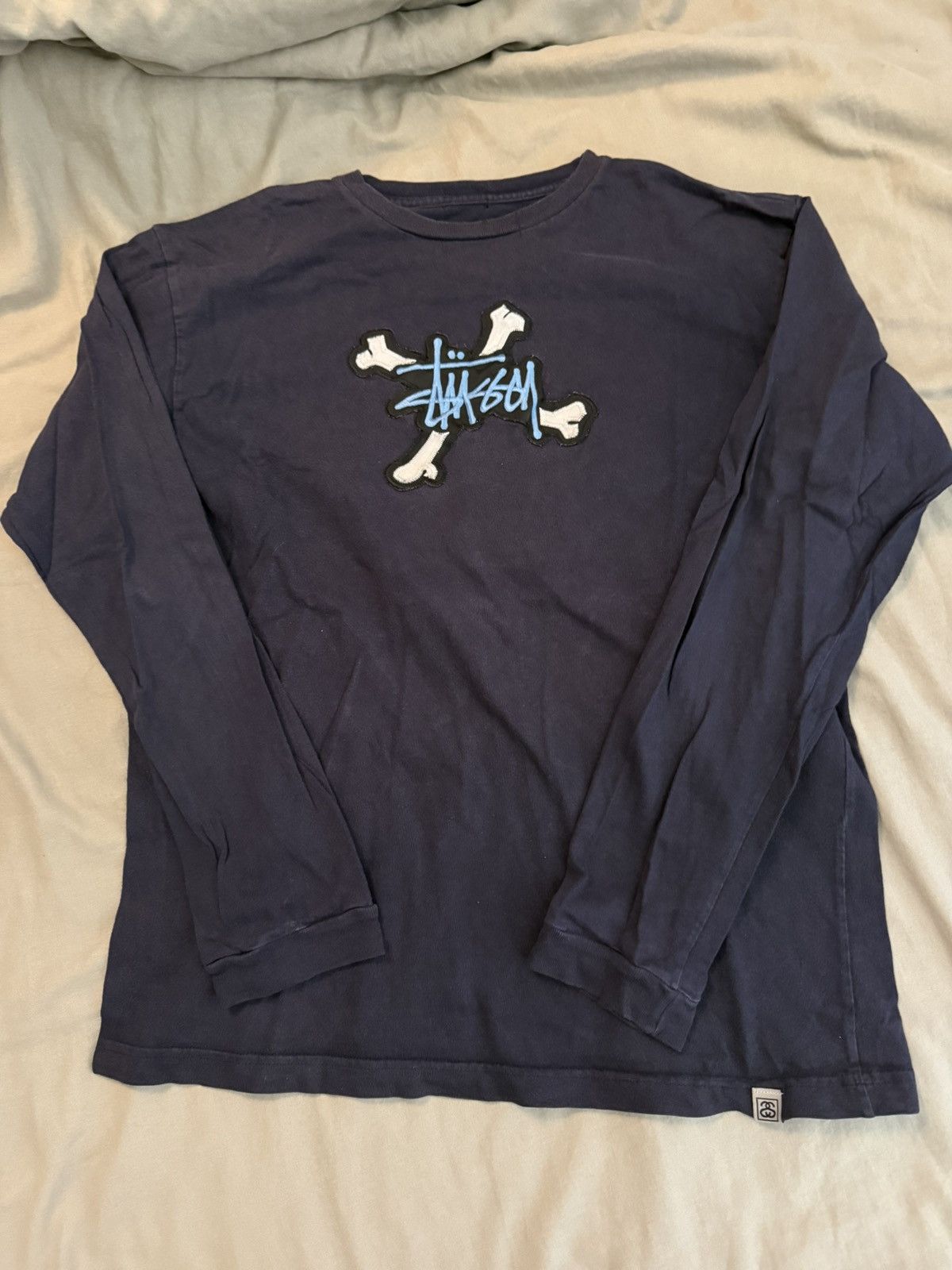 Vtg 90s Stussy Dragon Graphic Long Sleeve T-shirt Black L