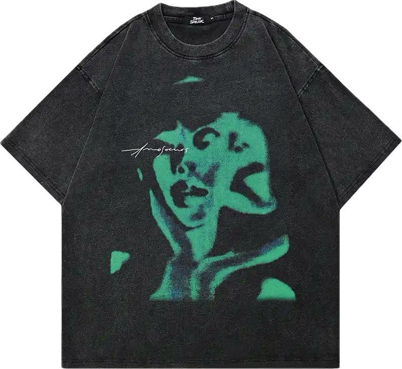 Japanese Brand Oversize Soulmate Shadow Green Graphic T Shirt Size US M / EU 48-50 / 2 - 1 Thumbnail