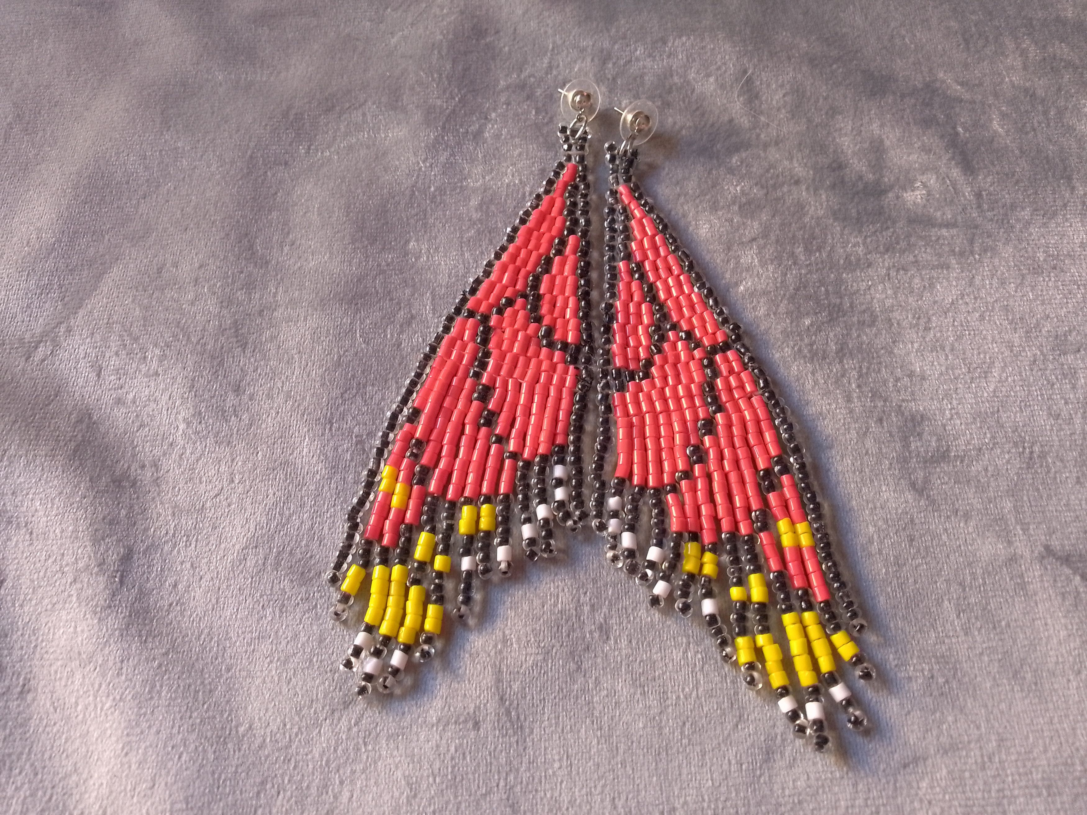Handmade Earrings Long Red Bangs Elegant Butterfly Wings Boho Size ONE SIZE - 1 Thumbnail