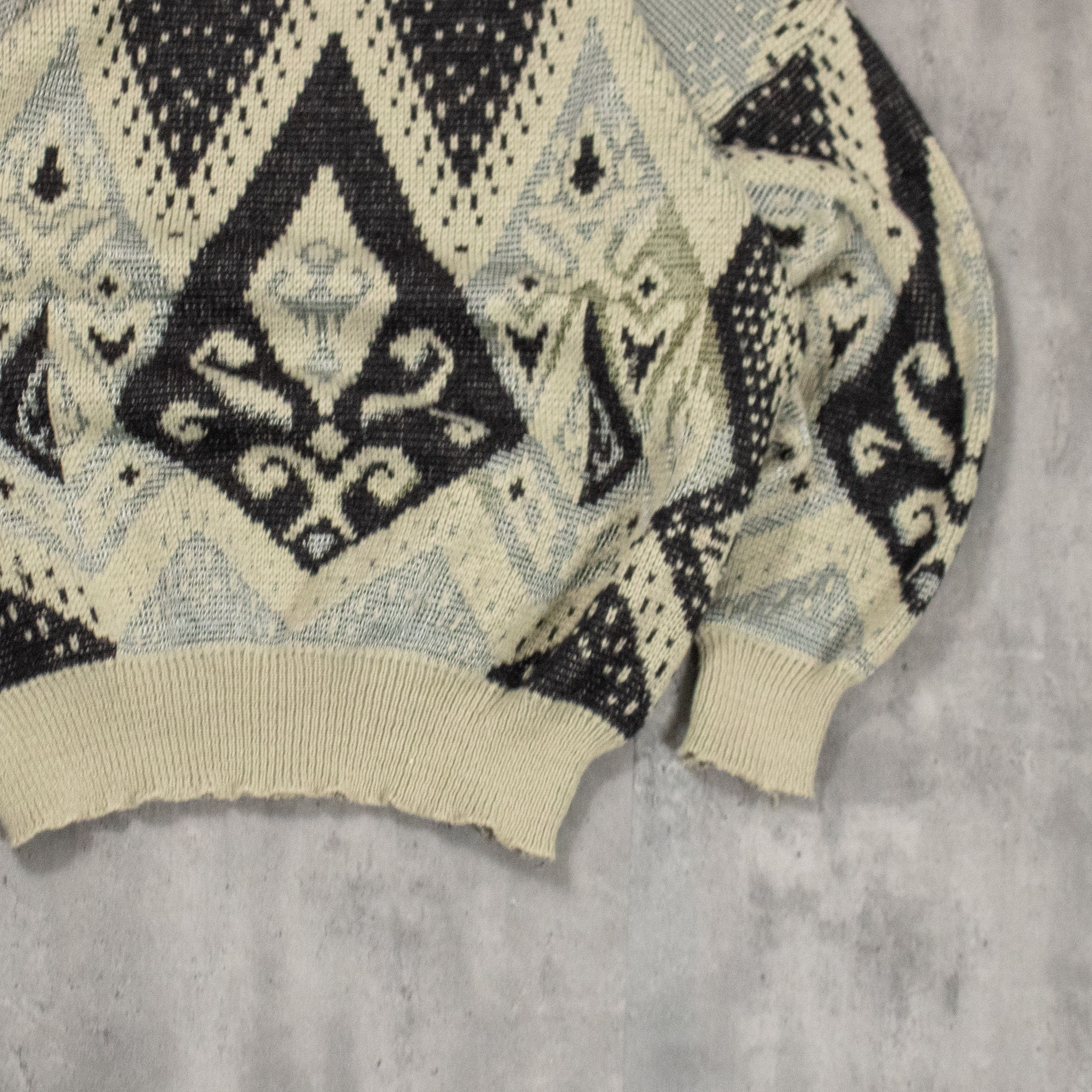 Japanese Brand VTG 90's Diamond Pattern Oversize Knitted Crewneck Sweater Size US L / EU 52-54 / 3 - 7 Thumbnail
