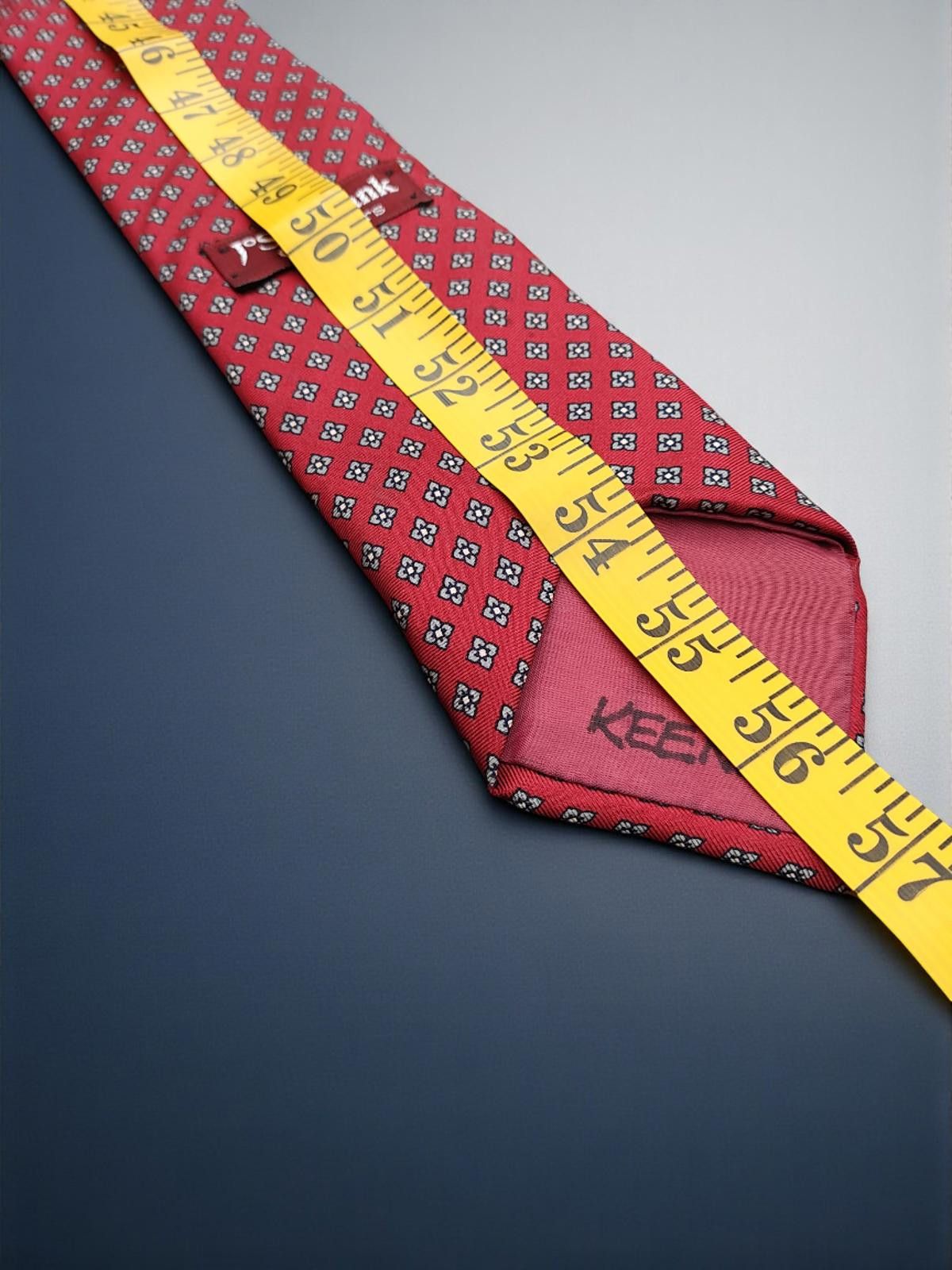 Jos. A. Bank Jos. A. Bank Red Silk Tie with Hand Blocked Pattern Size ONE SIZE - 4 Thumbnail