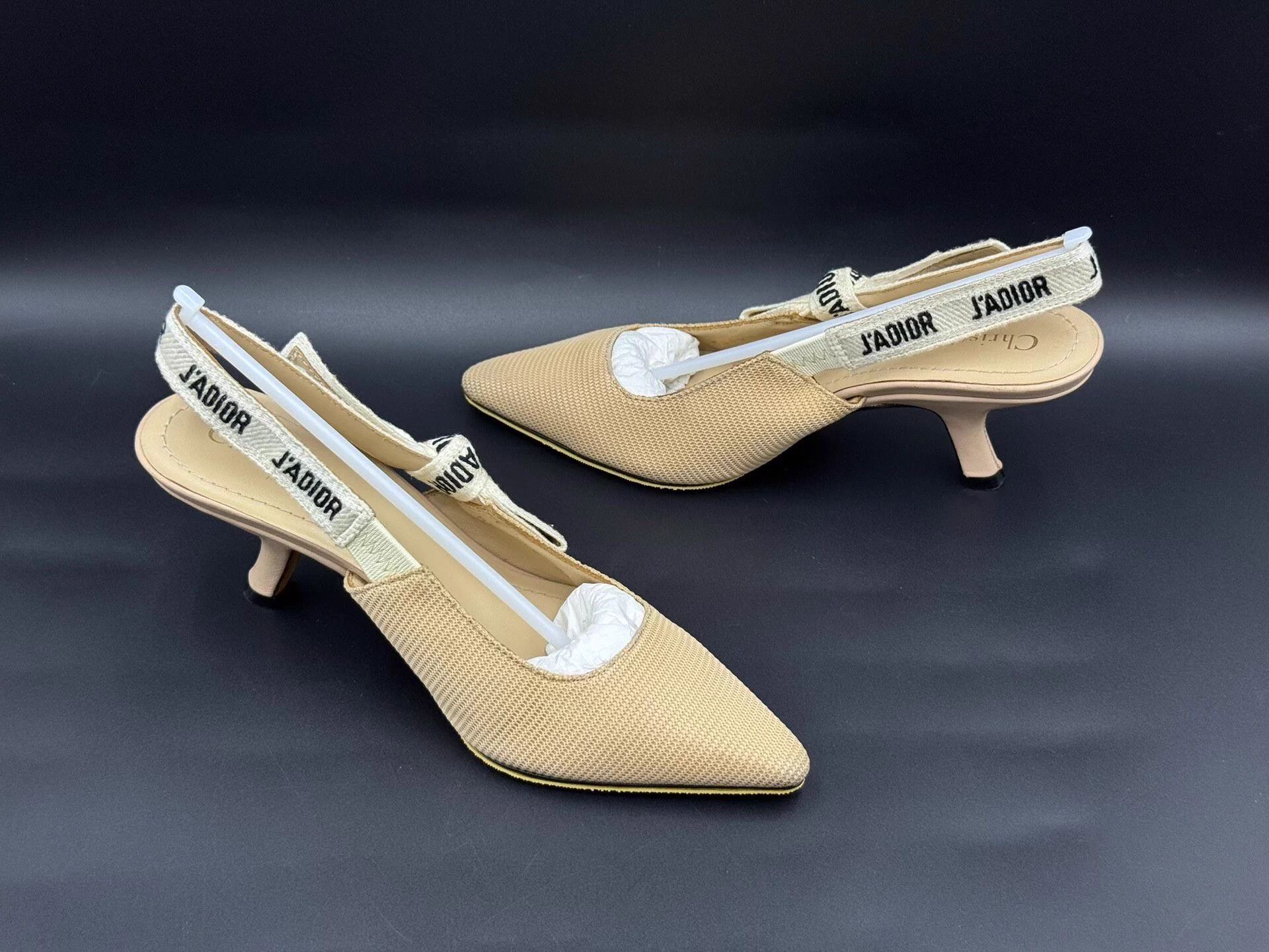 Dior DIOR J'Adior Fabric Slip-on Kitten Heel Nude 6.5cm Size US 4 / IT 34 - 3 Thumbnail