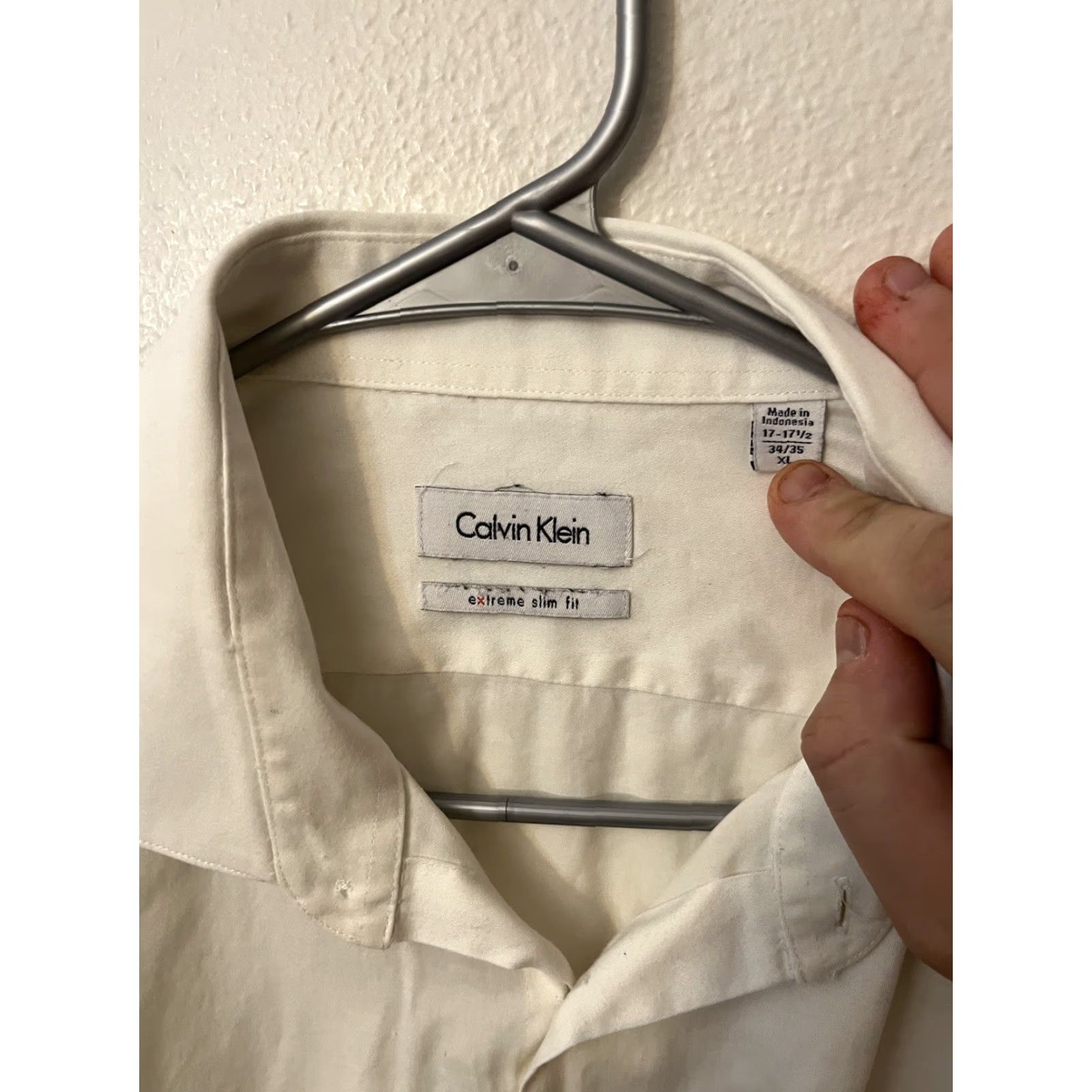 Calvin Klein CALVIN KLEIN EXTREME Slim Fit Solid Size XL White Men Button-Up Long Sleeve - CK Collection Shirt Size US XL / EU 56 / 4 - 3 Thumbnail