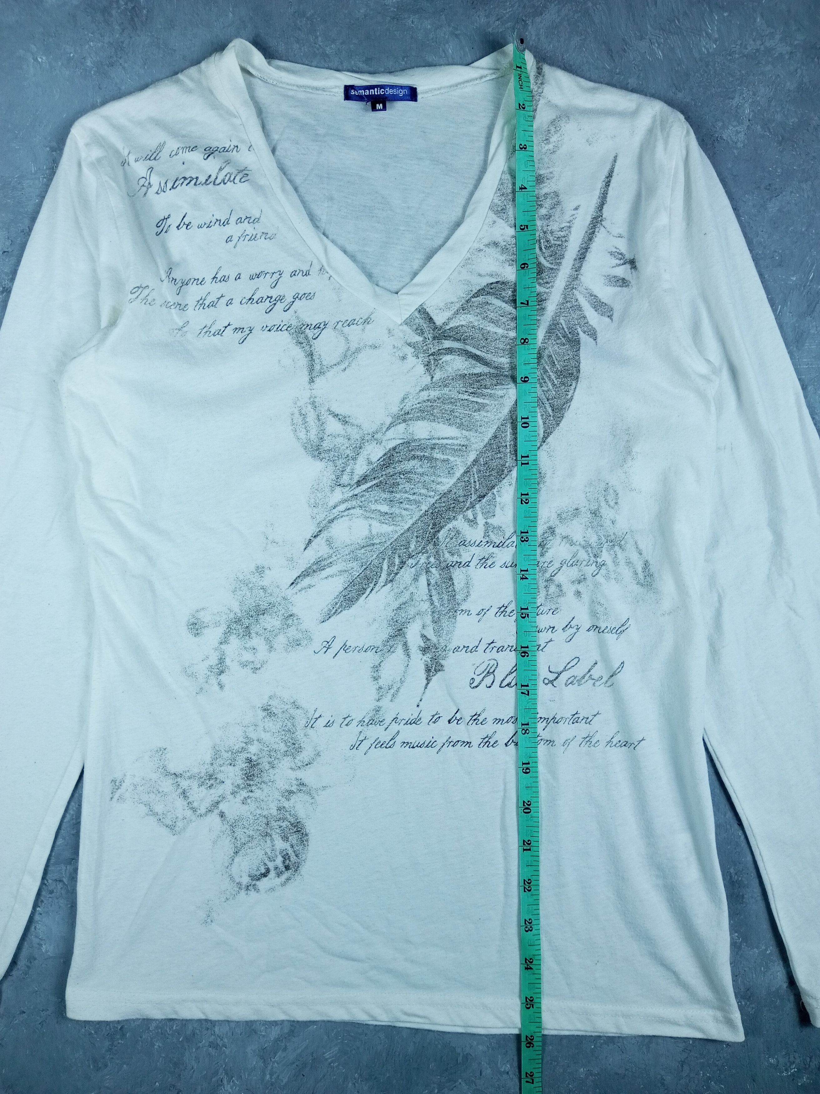 Japanese Brand SEMANTIC DESIGN POEM V NECK LONG SLEEVE TSHIRT Size US M / EU 48-50 / 2 - 5 Thumbnail