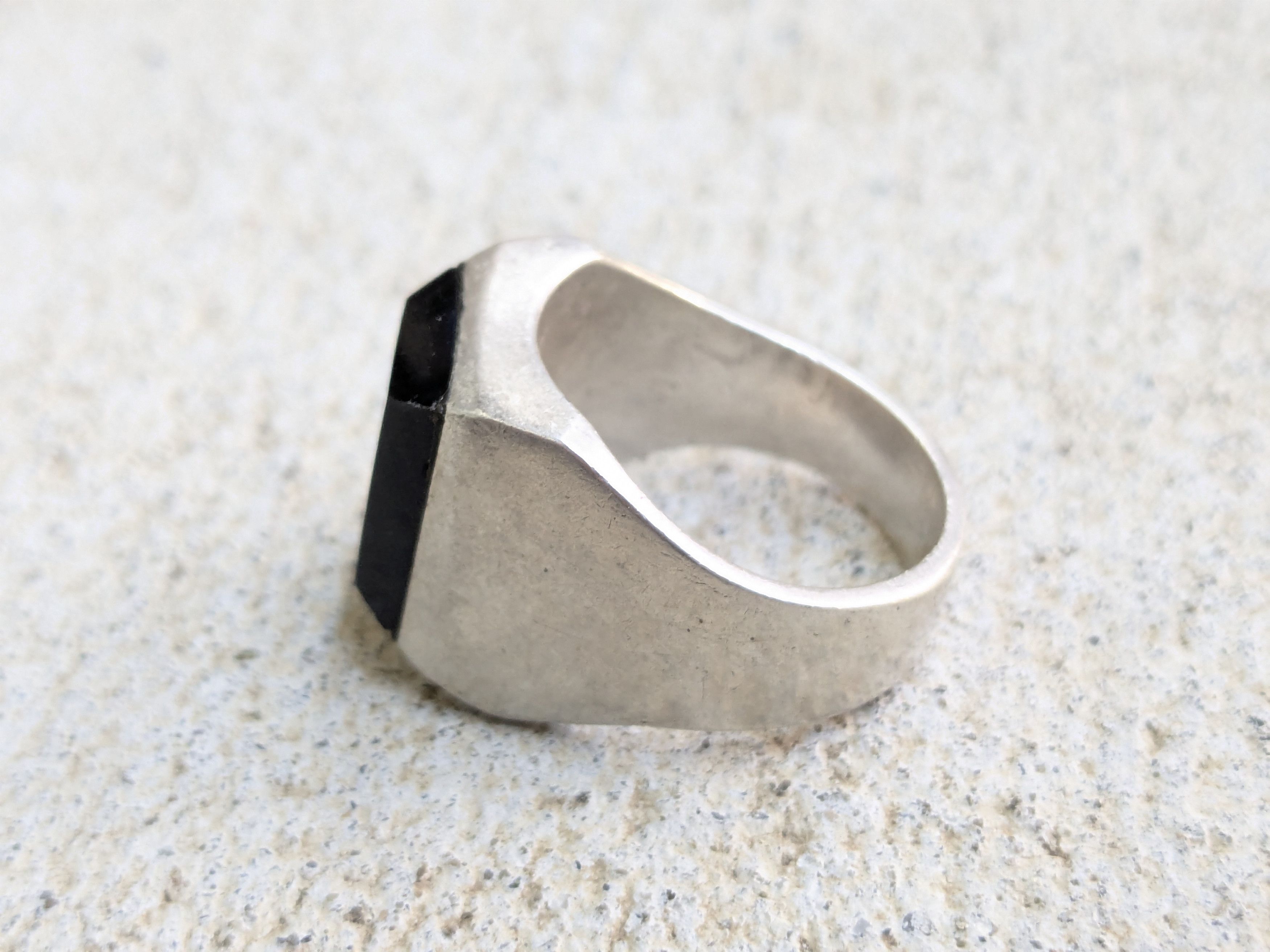 Vintage Vintage Taxco Sterling Silver Ring Black Onyx 10.5 Modern Size ONE SIZE - 7 Thumbnail