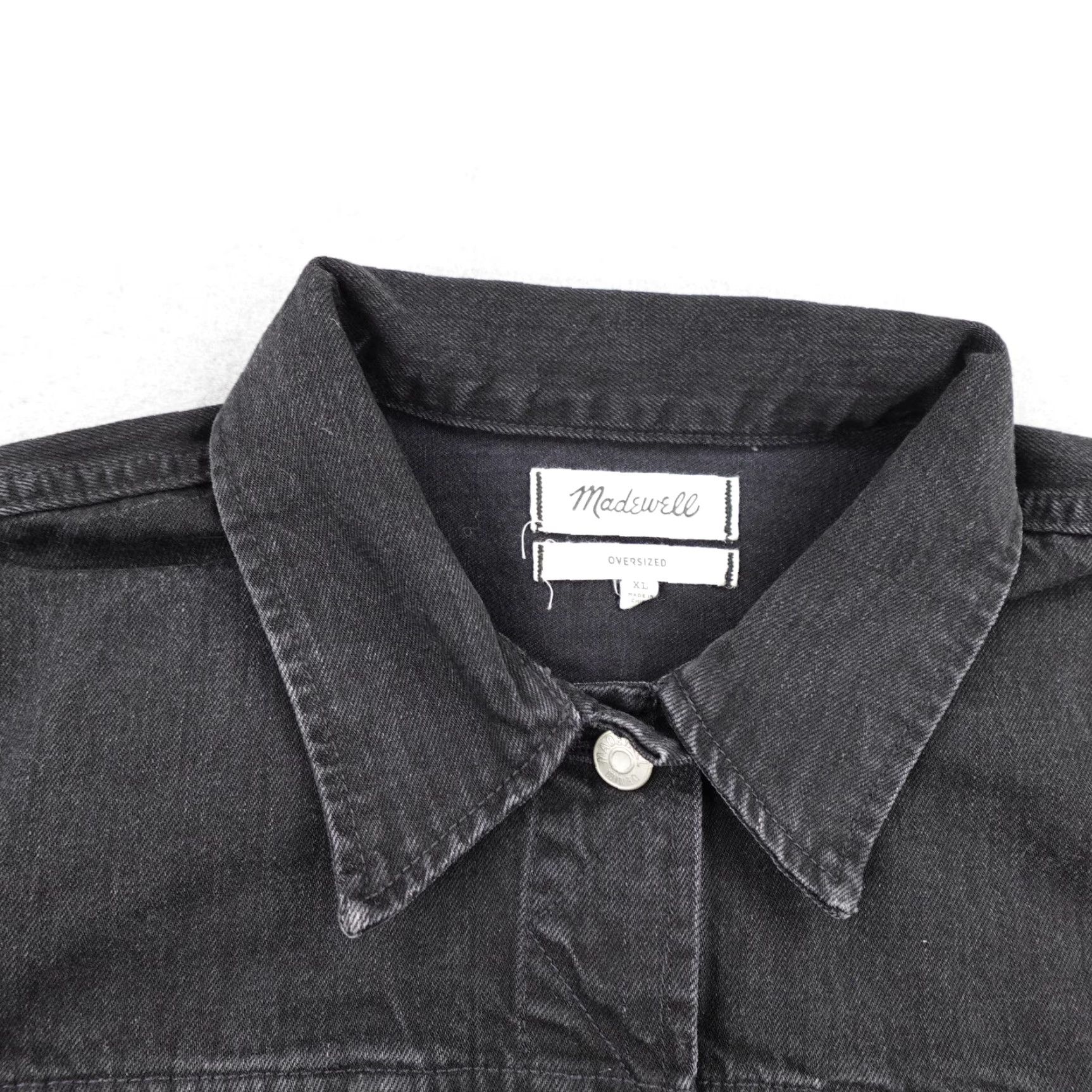 Madewell Madewell Jacket Women XL Black Oversized Denim Jean Trucker Coat Lunar Wash Coat Size 40" / US 18 - 2 Thumbnail