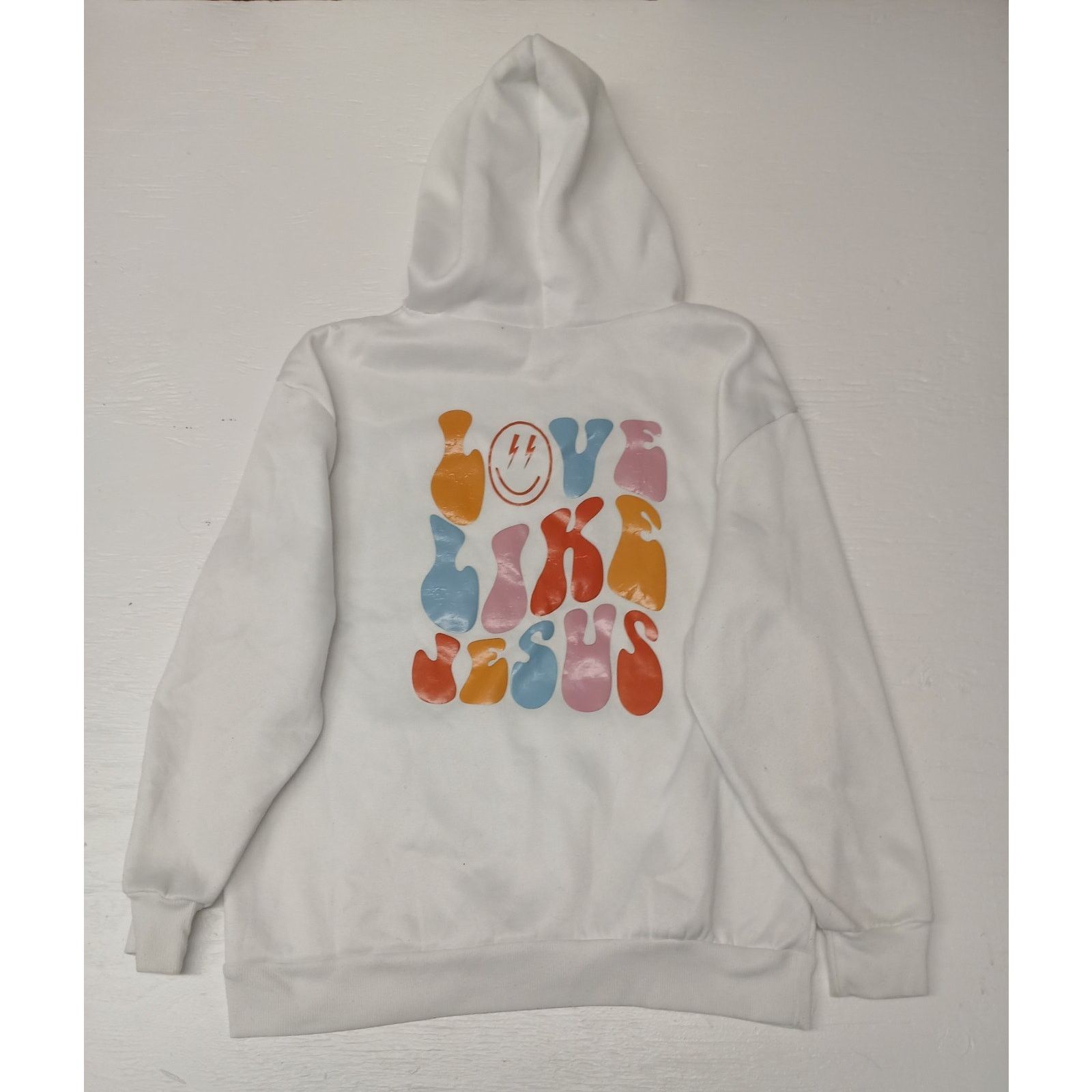 Other Unbranded (Large) White Comfort Jesus Print Pullover Hoodie Size US L / EU 52-54 / 3 - 6 Thumbnail