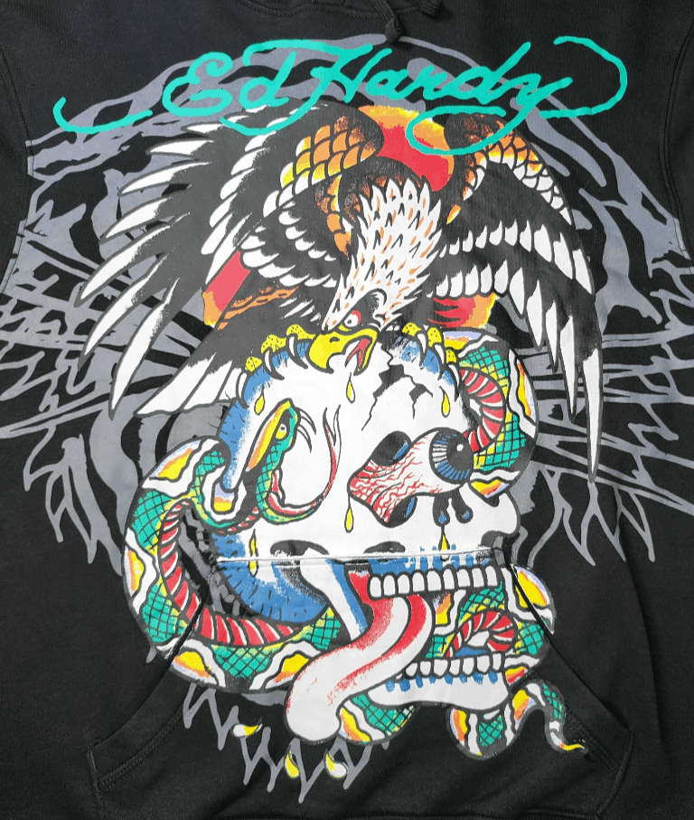 Ed Hardy NWT Ed Hardy Skull Script Eagle Pullover Hoodie Black Y2K MD Size US M / EU 48-50 / 2 - 4 Thumbnail