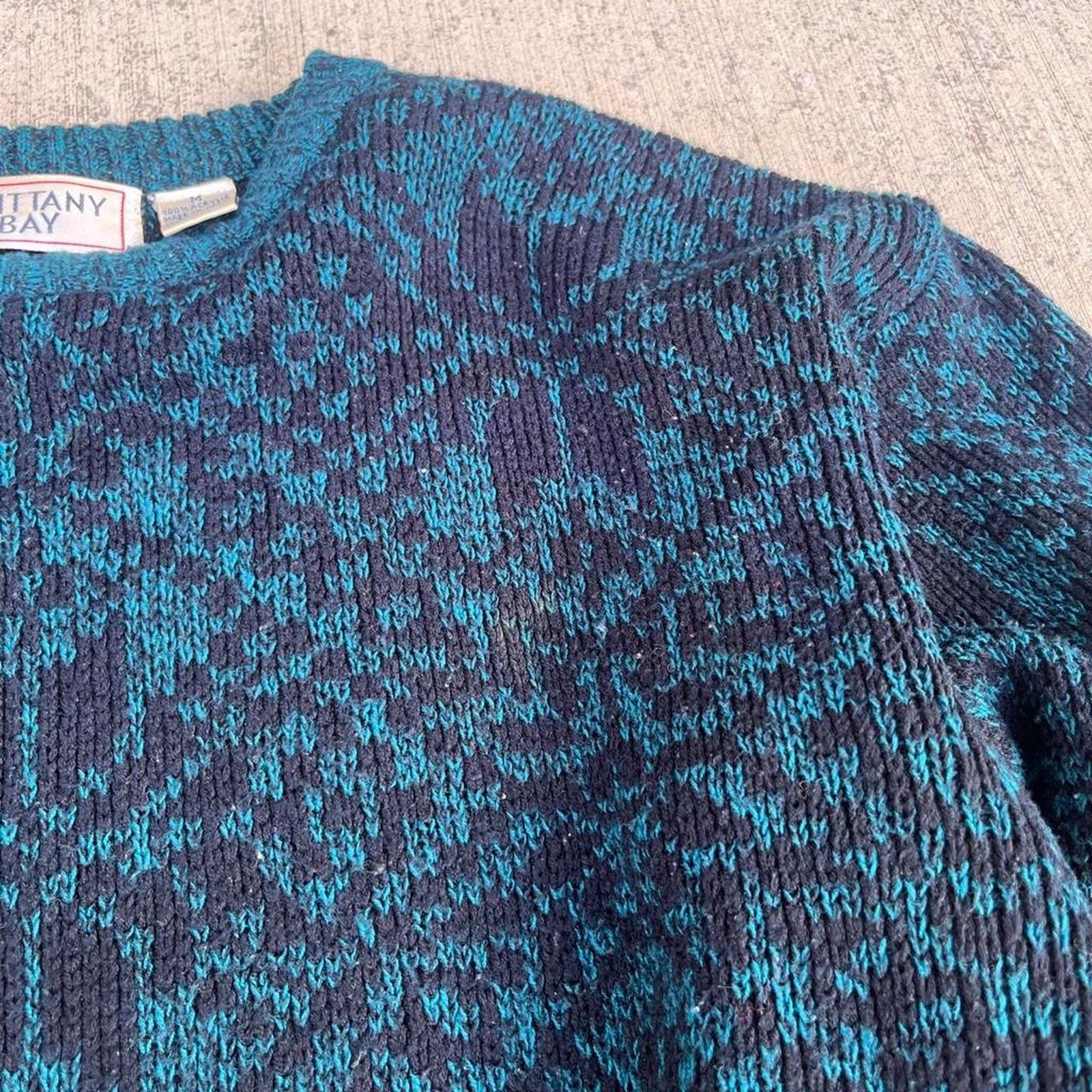 Other Monochromatic Snowflake Geometric Motif Blue, Teal Sweater Size M / US 6-8 / IT 42-44 - 6 Thumbnail