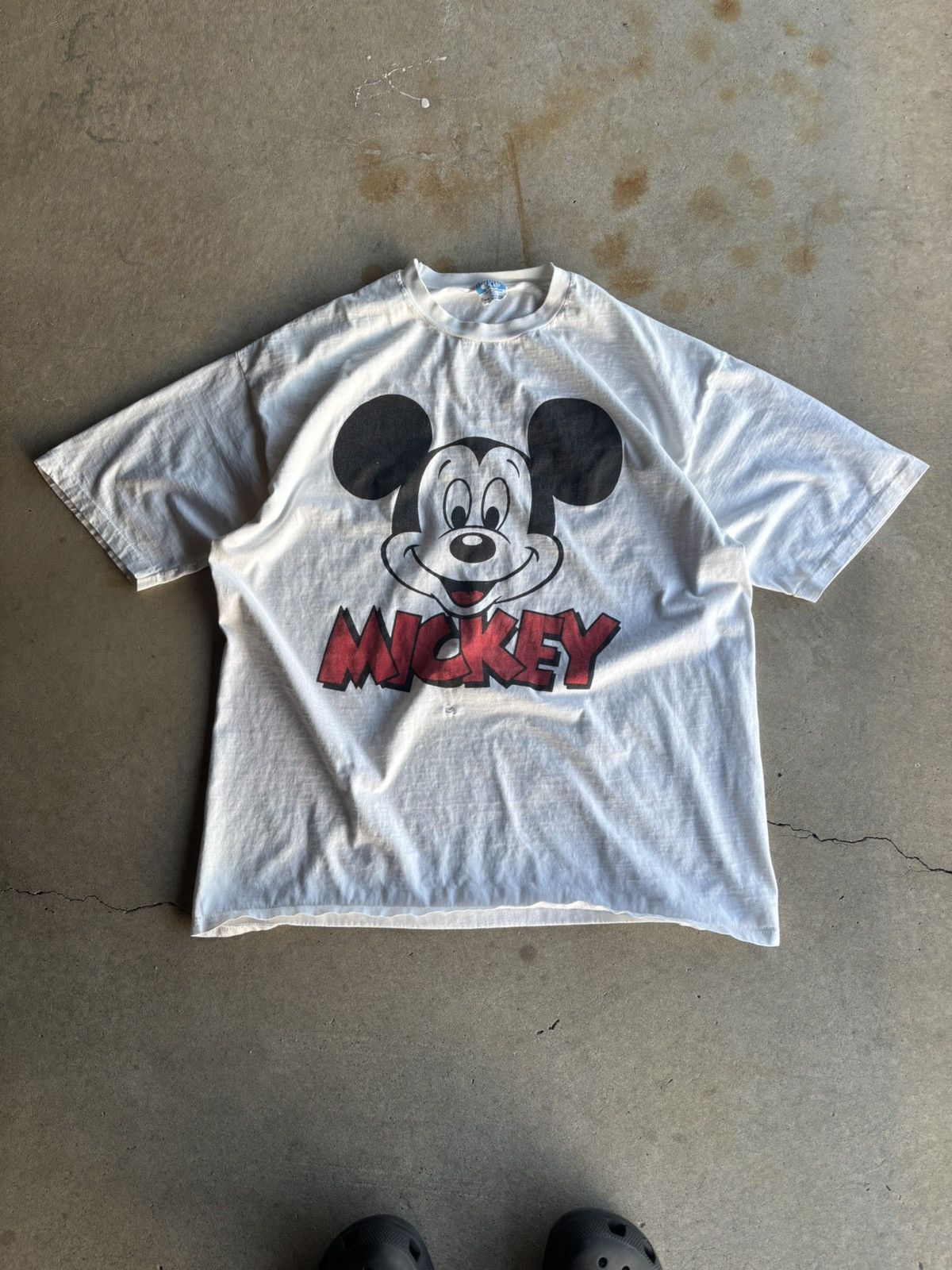 Disney Vintage 90s Mickey Big Face White Grail Tee Size US XL / EU 56 / 4 - 1 Thumbnail