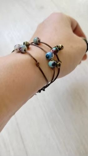 Handmade Multi-Layer Ceramic Bracelet Jewelry Gift For Her Size ONE SIZE - 6 Thumbnail