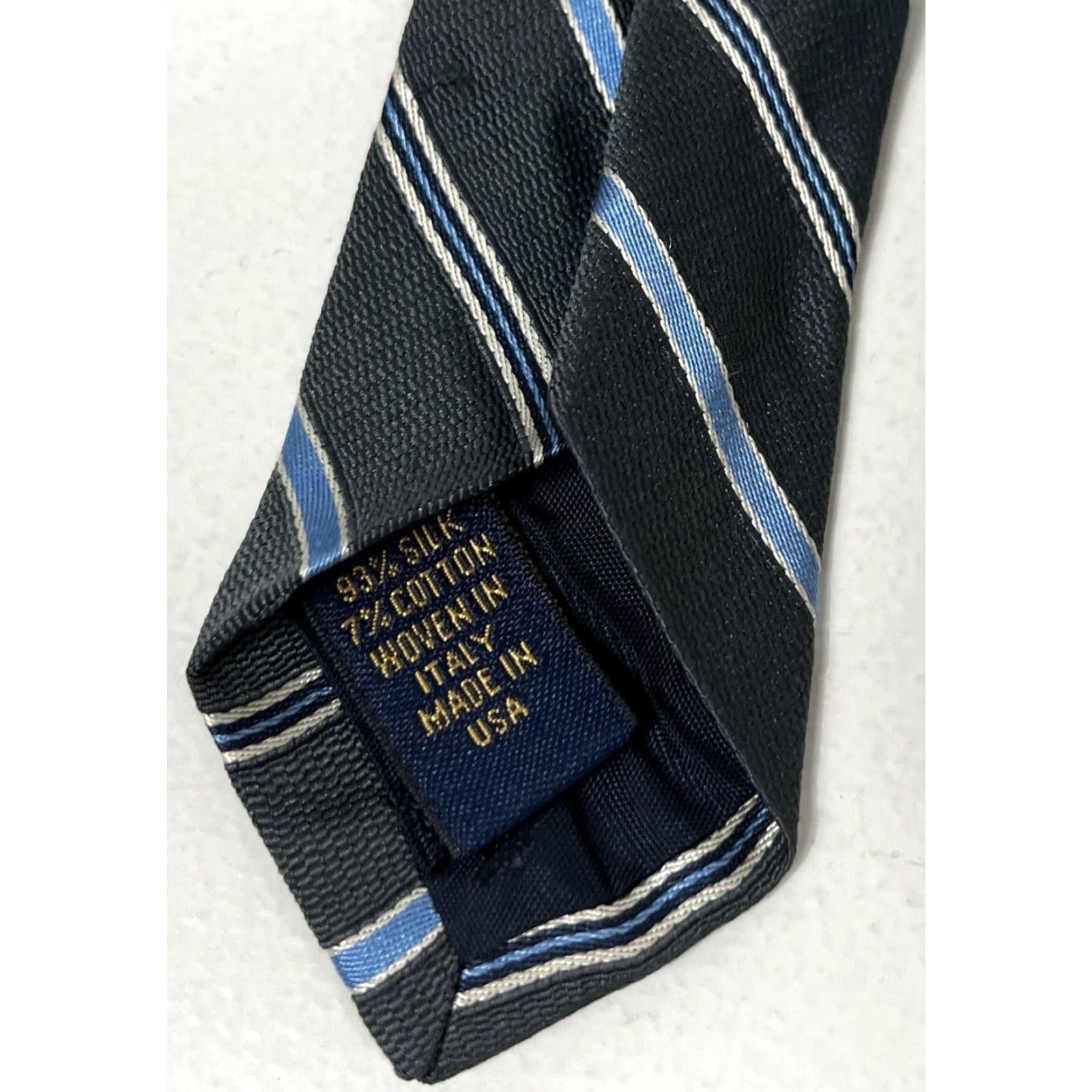 Brooks Brothers VINTAGE Brooks Brothers Makers Tie Woven in Italy Made in USA Men’s Stripes Gray and Blue 59.5" 3.5" Length Width Silk Cotton Designer Pre-owned Mens Size ONE SIZE - 8 Thumbnail