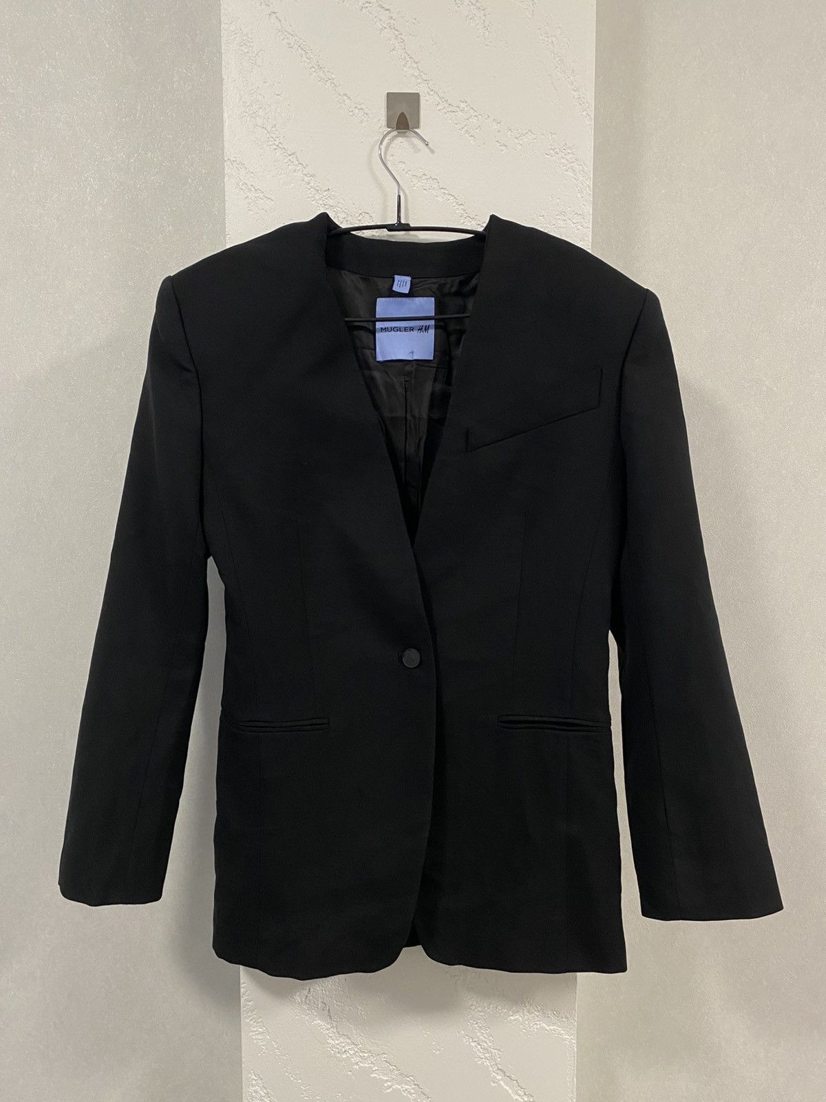 H&M × Mugler × Thierry Mugler Mugler X H&M HM Oversized Wool Blazer Jacket Black Size S / US 4 / IT 40 - 2 Thumbnail