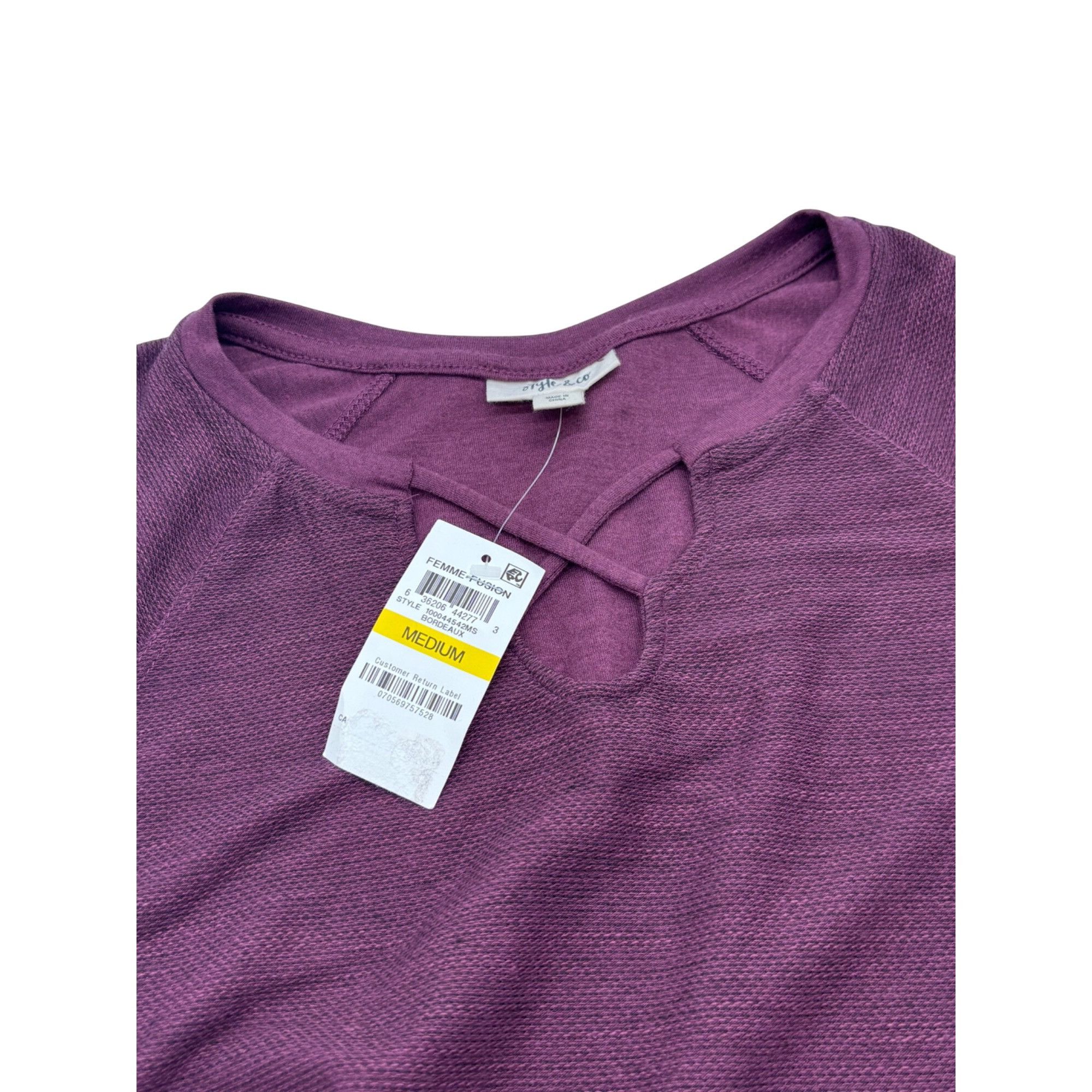 Style & Co Style & Co X-Front Bell-Sleeve Top, Bordeaux, M Size M / US 6-8 / IT 42-44 - 7 Thumbnail