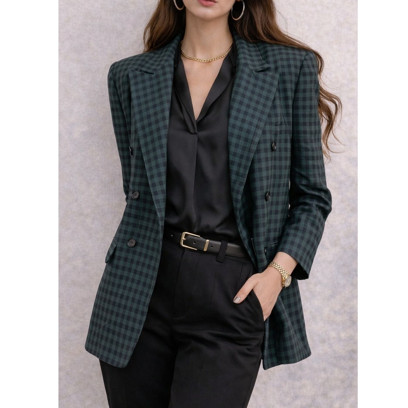 Vintage Vintage The Limited checkered plaid peak lapel blazer 12/L Size L / US 10 / IT 46 - 1 Thumbnail