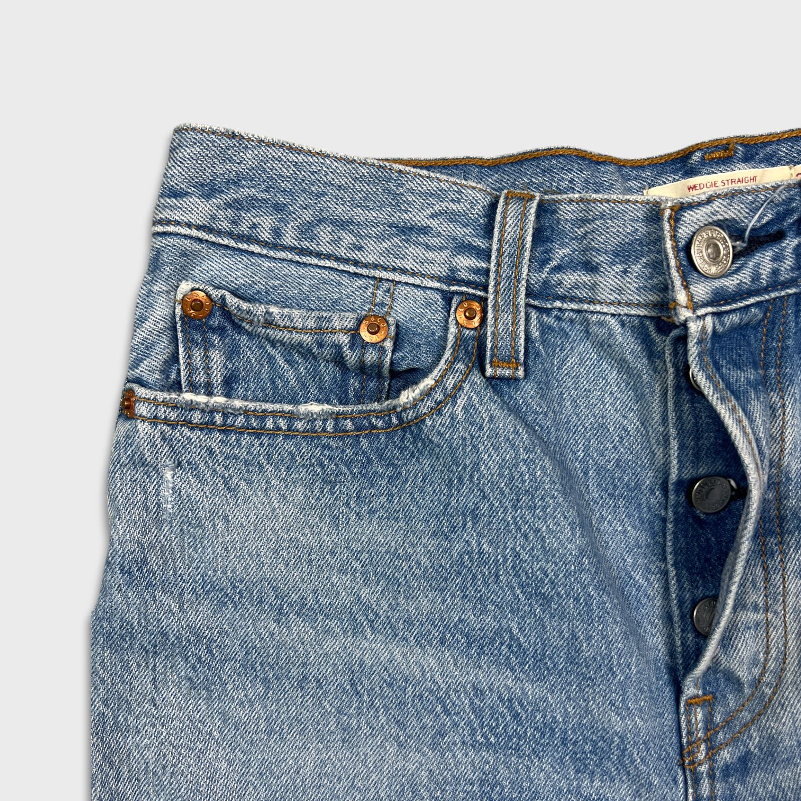 Levi's × Vintage Levi’s Wedgie Straight Jeans 28x26 High Waist Blue Denim Size 28" / US 6 / IT 42 - 3 Thumbnail