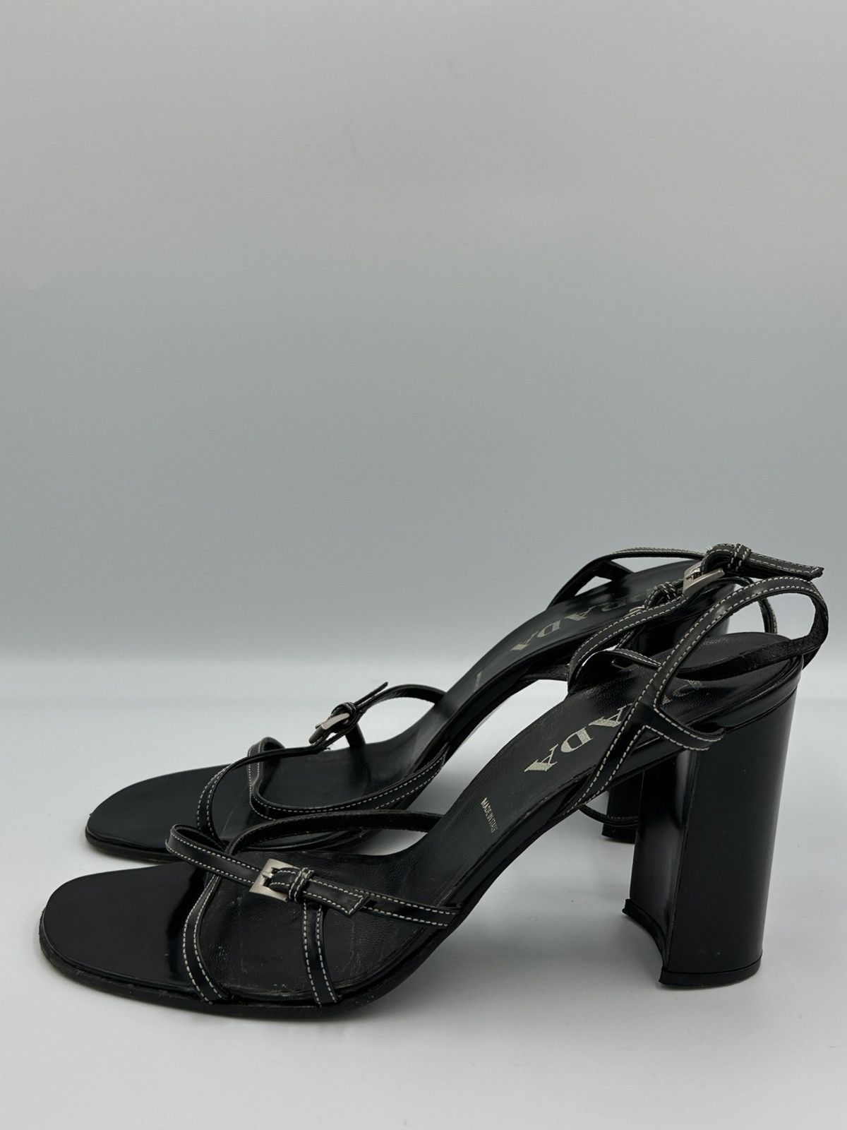 Prada heeled sandals crafted from black leather