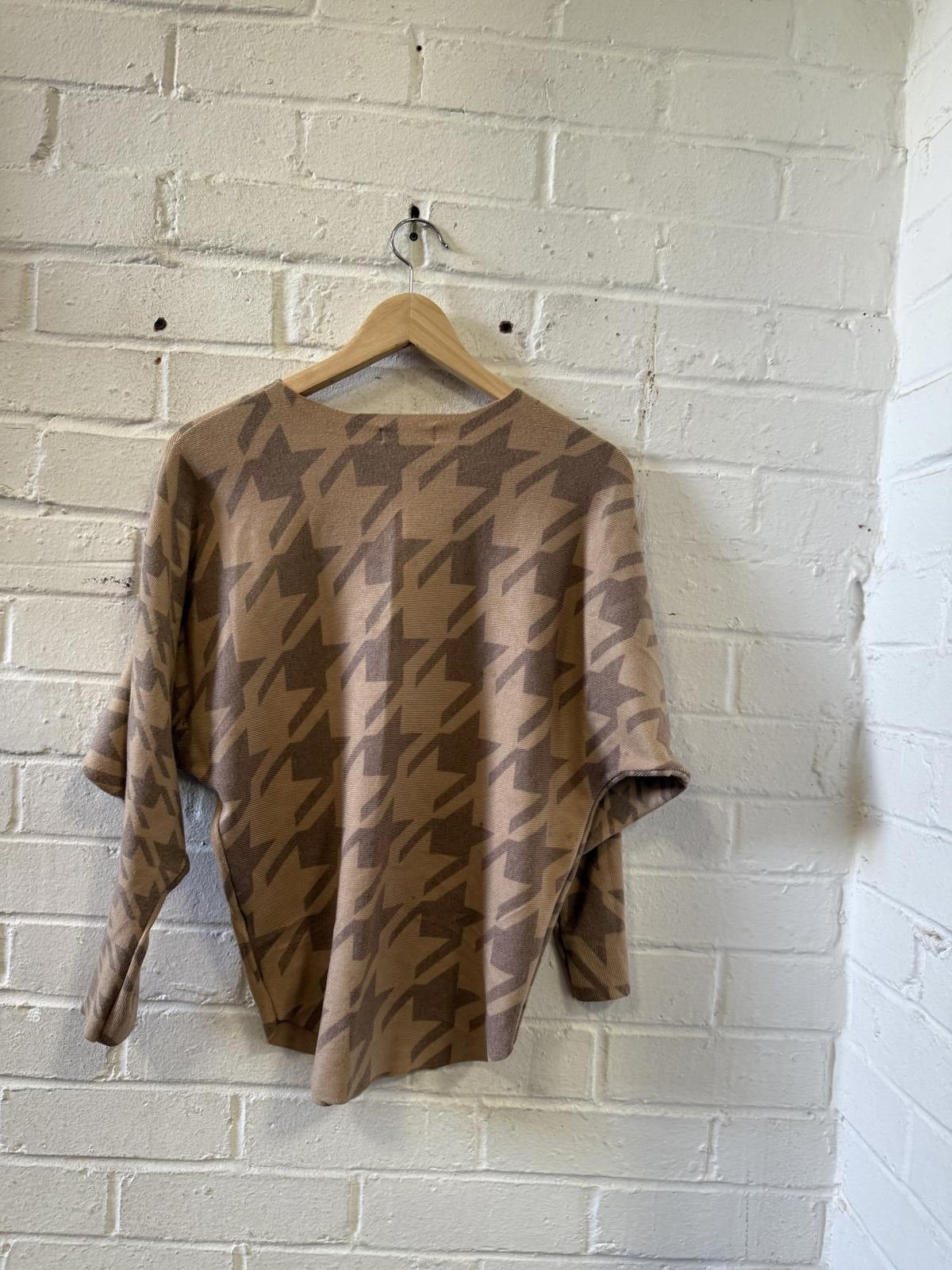 Designer Blue Vanilla Women's Sweater Size S/M Brown Houndstooth Knit Size XS / US 0-2 / IT 36-38 - 4 Thumbnail