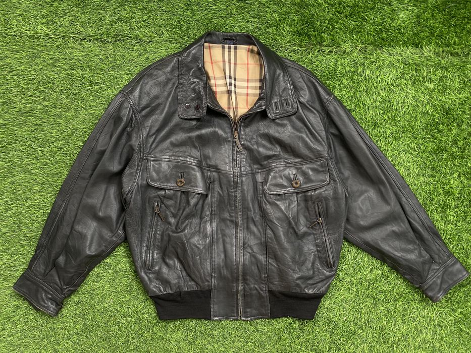 Burberry leather bomber on sale jacket