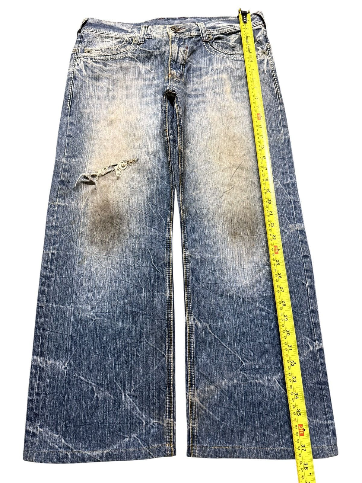 14th Addiction Vintage Japanese Brand Mud Wash Faded Thunder Distress Baggy Size US 34 / EU 50 - 12 Thumbnail