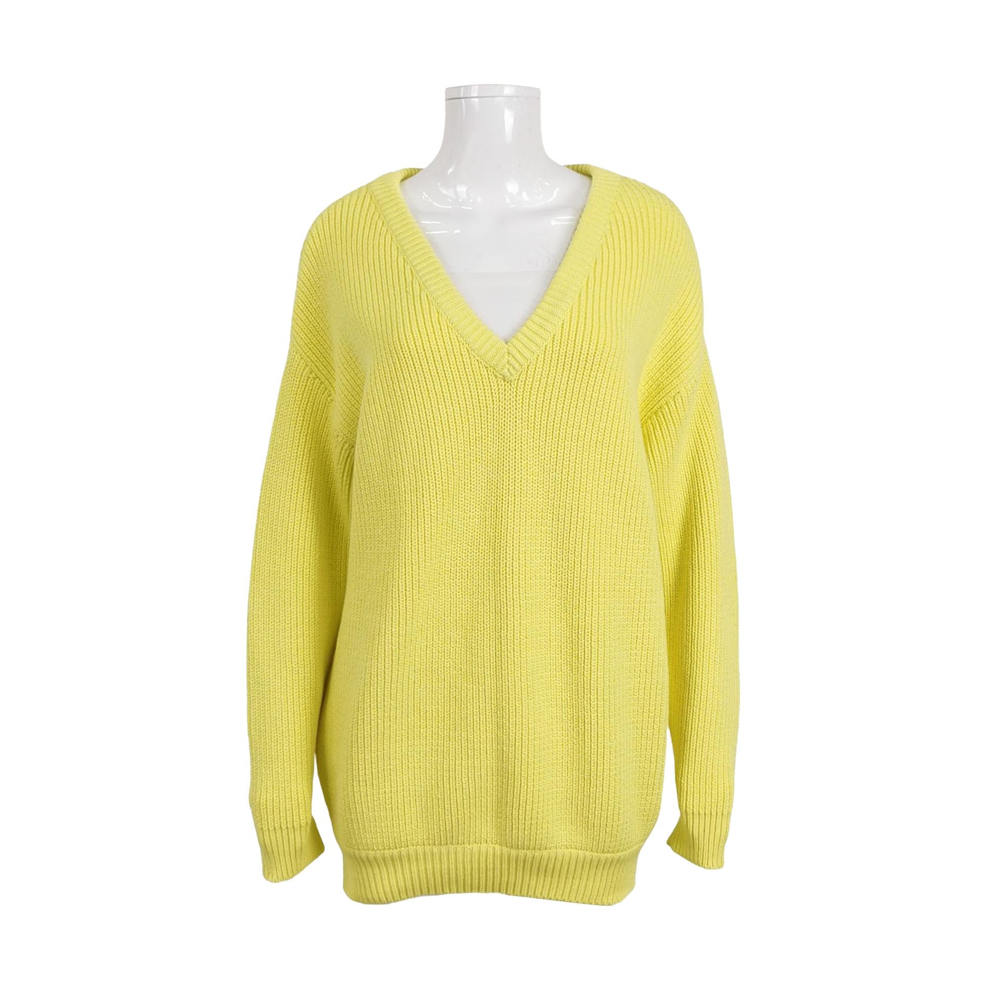 Balenciaga Balenciaga Yellow V-Neck Cotton Sweater M Size M / US 6-8 / IT 42-44 - 1 Thumbnail