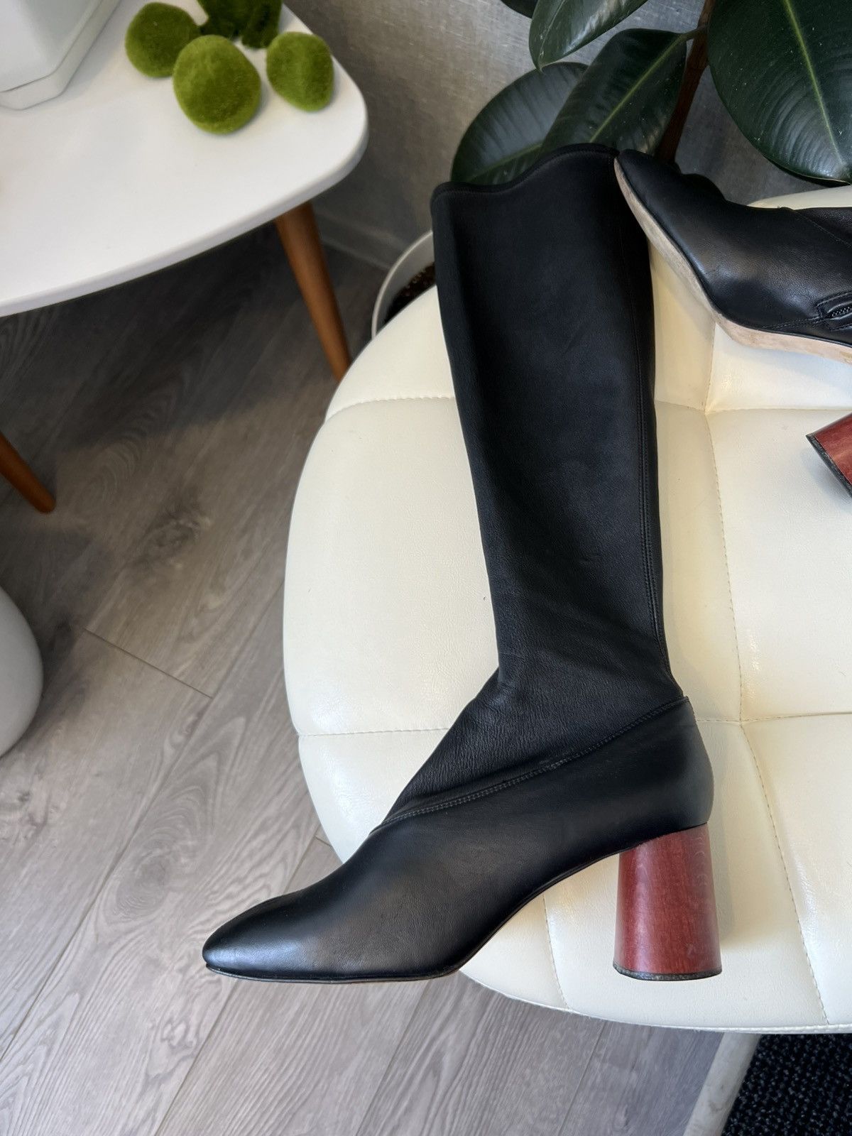 Helmut Lang Helmut Lang Black Leather Knee-High Boots Block Heel Size 39 Size US 9 / IT 39 - 2 Thumbnail