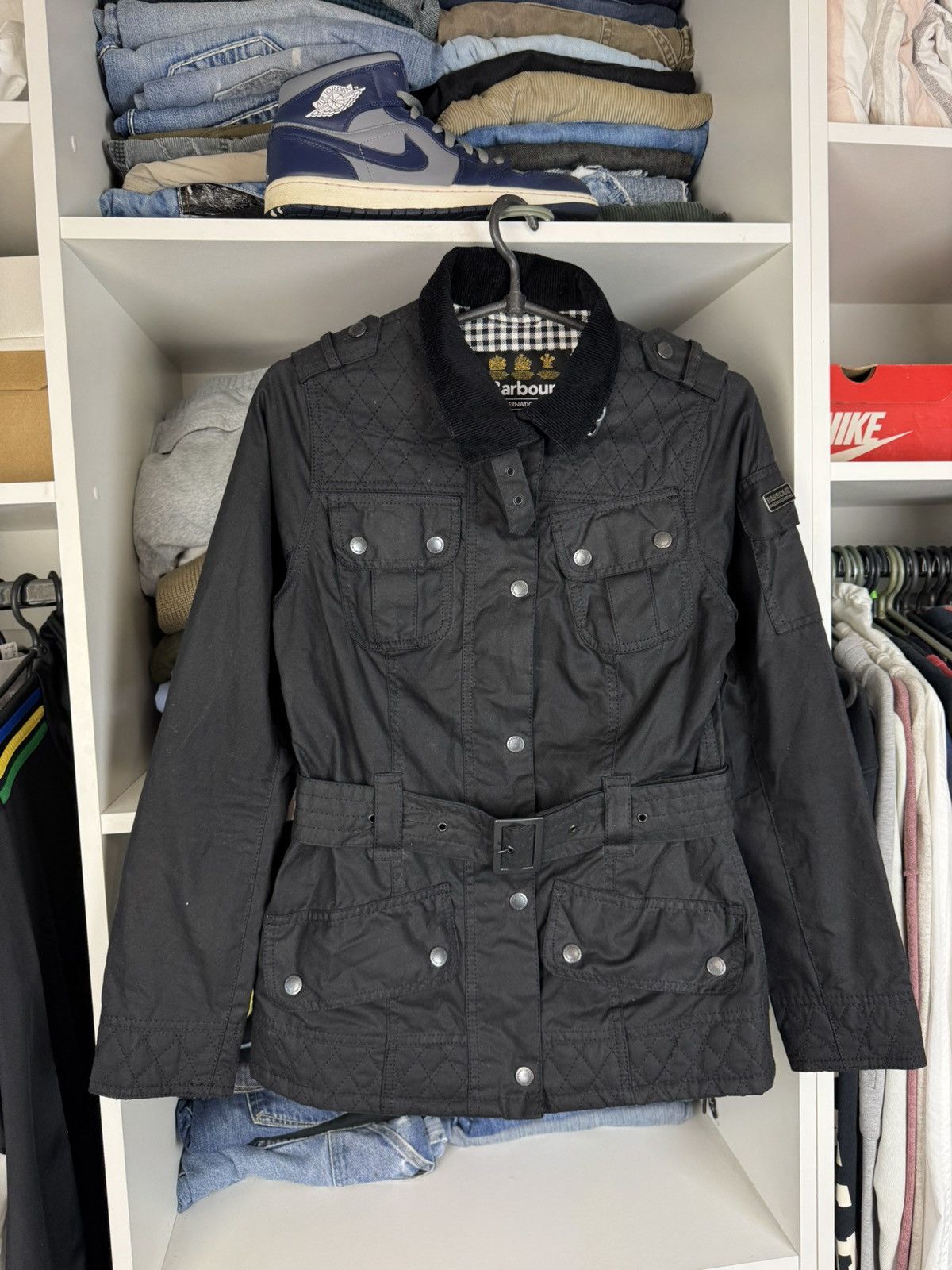 Barbour Barbour International Dera Wax Jacket Women’s Size UK 8 Size S / US 4 / IT 40 - 1 Thumbnail