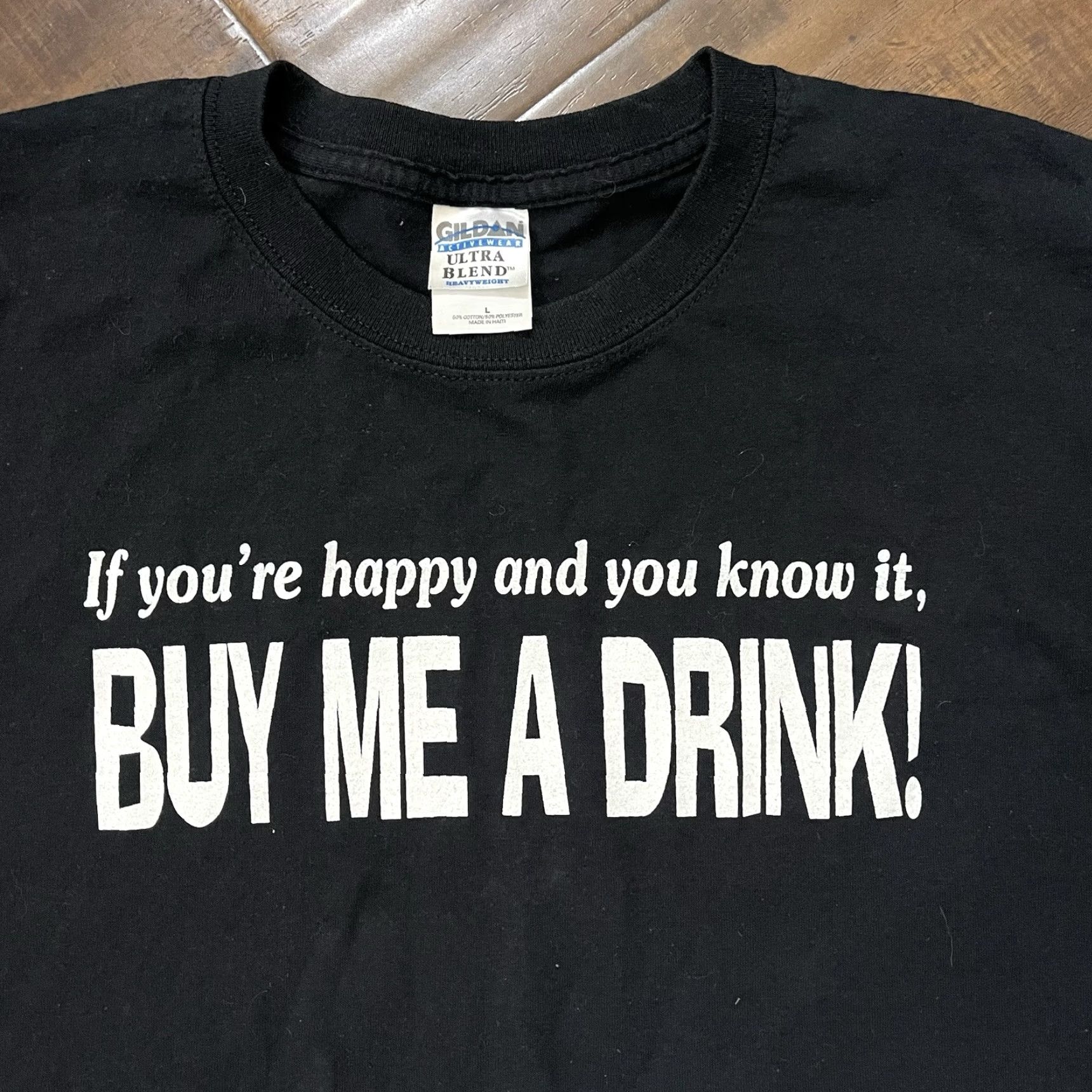 Gildan VINTAGE Gildan T-Shirt Mens Large 90s Beer Parody Funny Saying Crew Neck Black Short Sleeve 2000s Y2K Vintage Men’s Tee Size US L / EU 52-54 / 3 - 3 Thumbnail