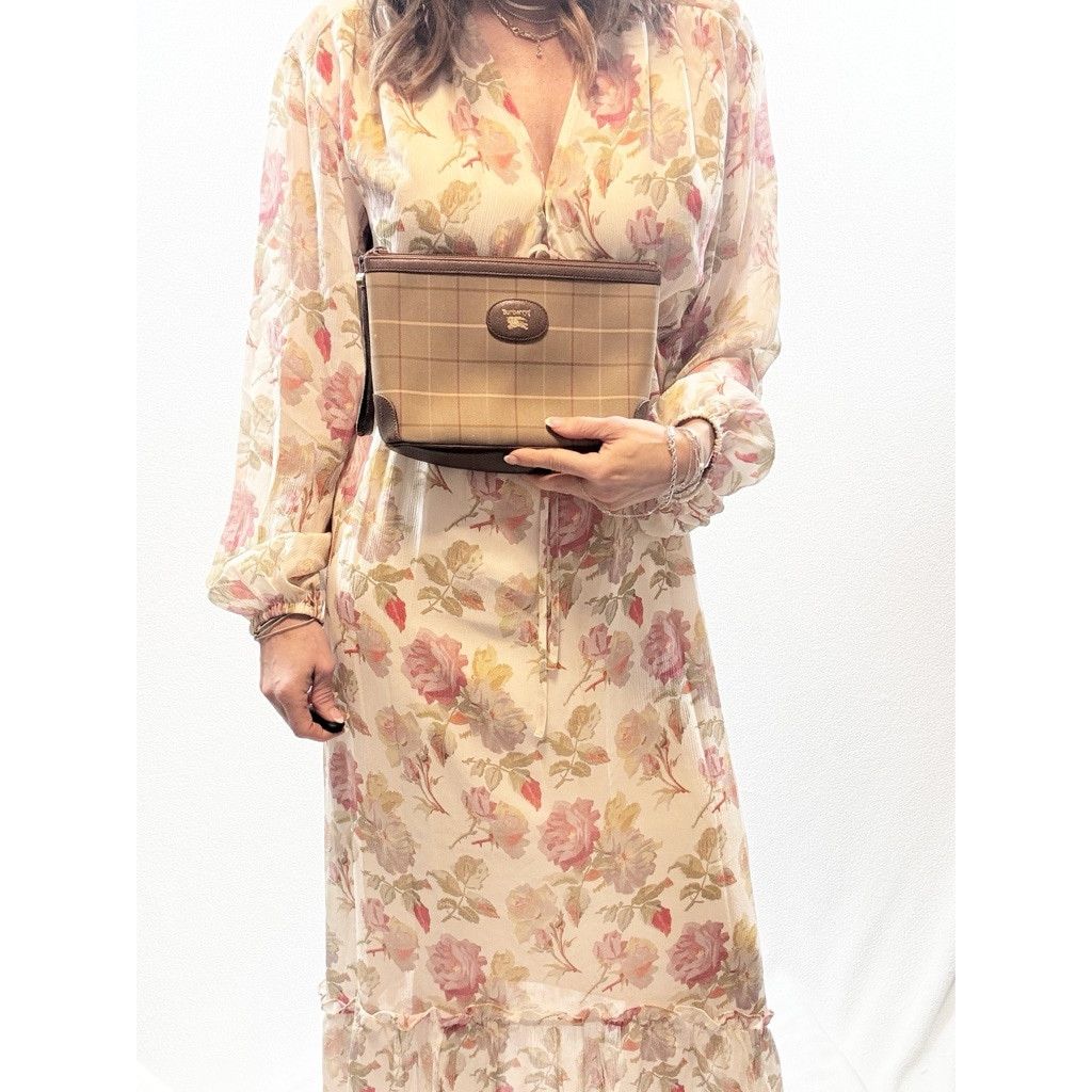 Burberry Vintage Burberrys Clutch Cosmetic Bag Check 9.5”x6”x2” Size ONE SIZE - 2 Thumbnail