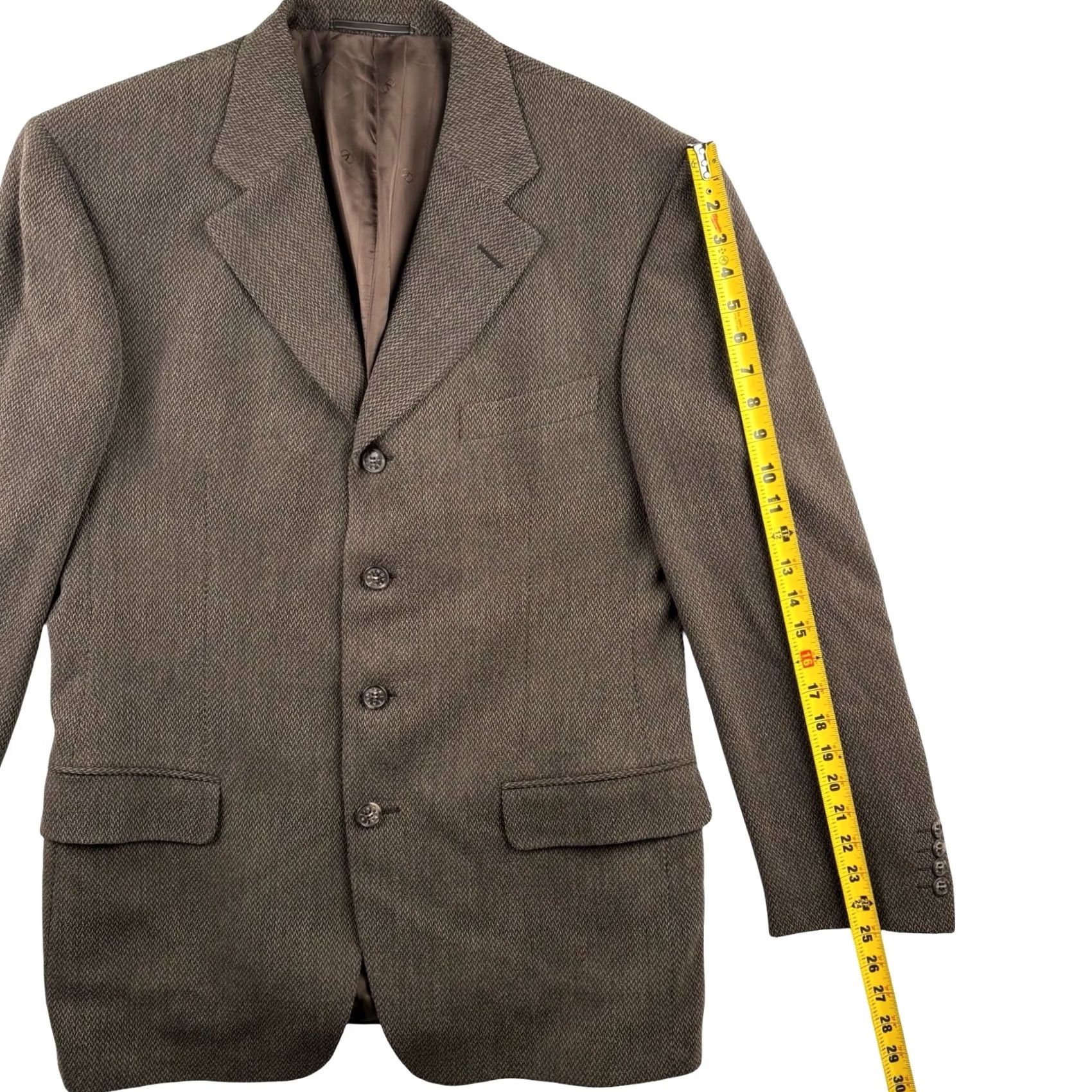 Valentino VTG Valentino Blazer Jacket Brown Wool/Polyester 4-Button Double-Vented Single-Breasted 40R Mens Vintage Clothing Size 40R - 6 Thumbnail