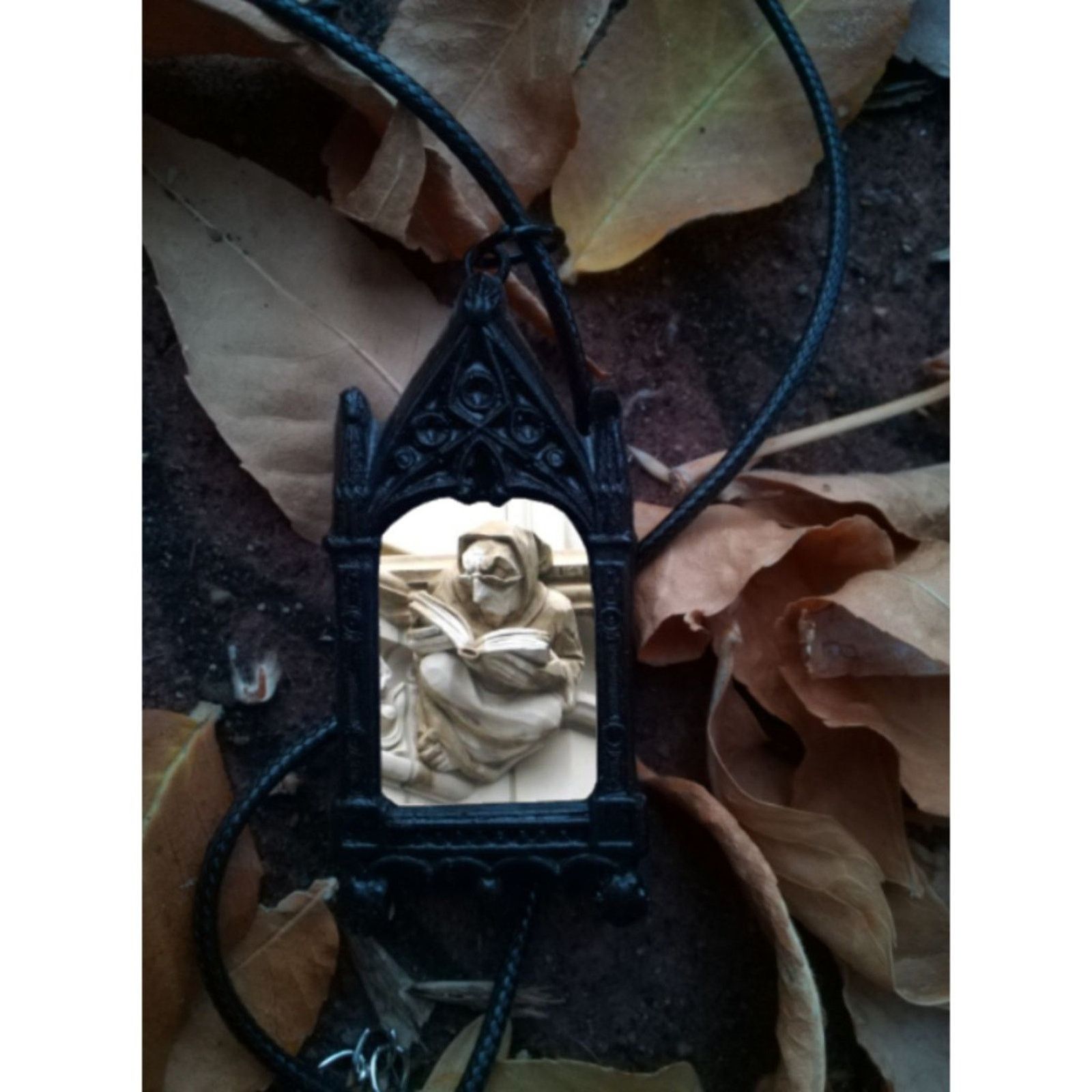 Goth Money Reading Gargoyle Pendant Stone Cathedral GothicNecklace Book Size ONE SIZE - 1 Thumbnail