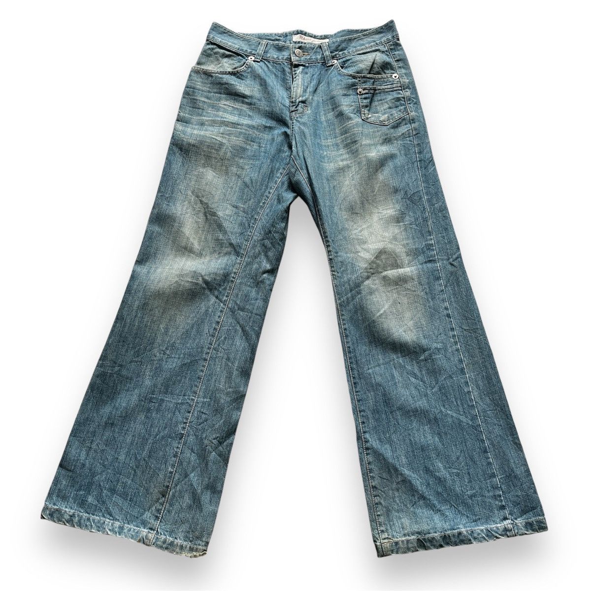 If Six Was Nine × The Upsetter Booty Cut Flare Distressed Denim Jeans Size US 32 / EU 48 - 2 Thumbnail