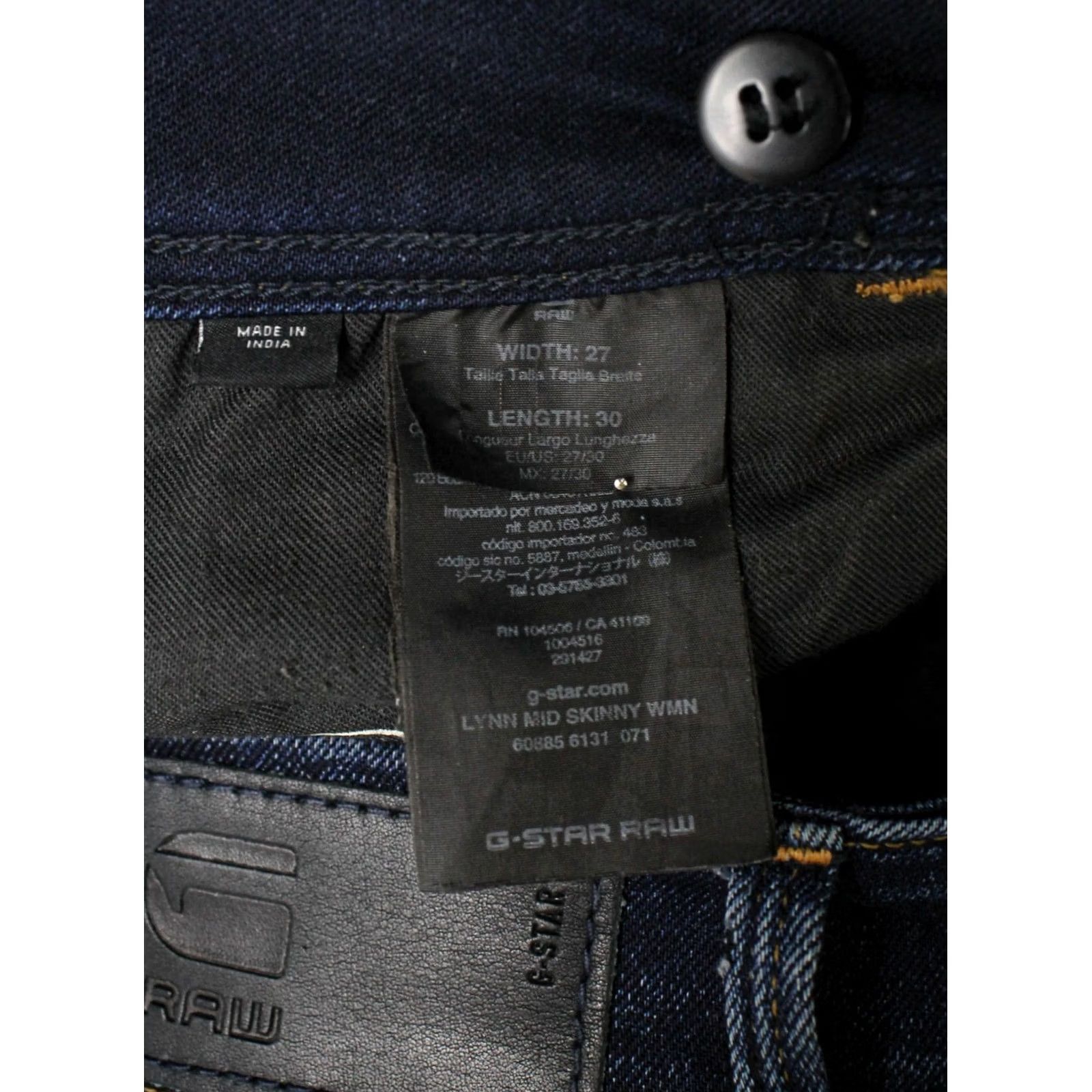 G-Star G-STAR Lynn Mid Skinny Jeans Women's W27/L30 Stretch Zip Fly Faded Whiskers Size 27" / US 4 / IT 40 - 6 Thumbnail