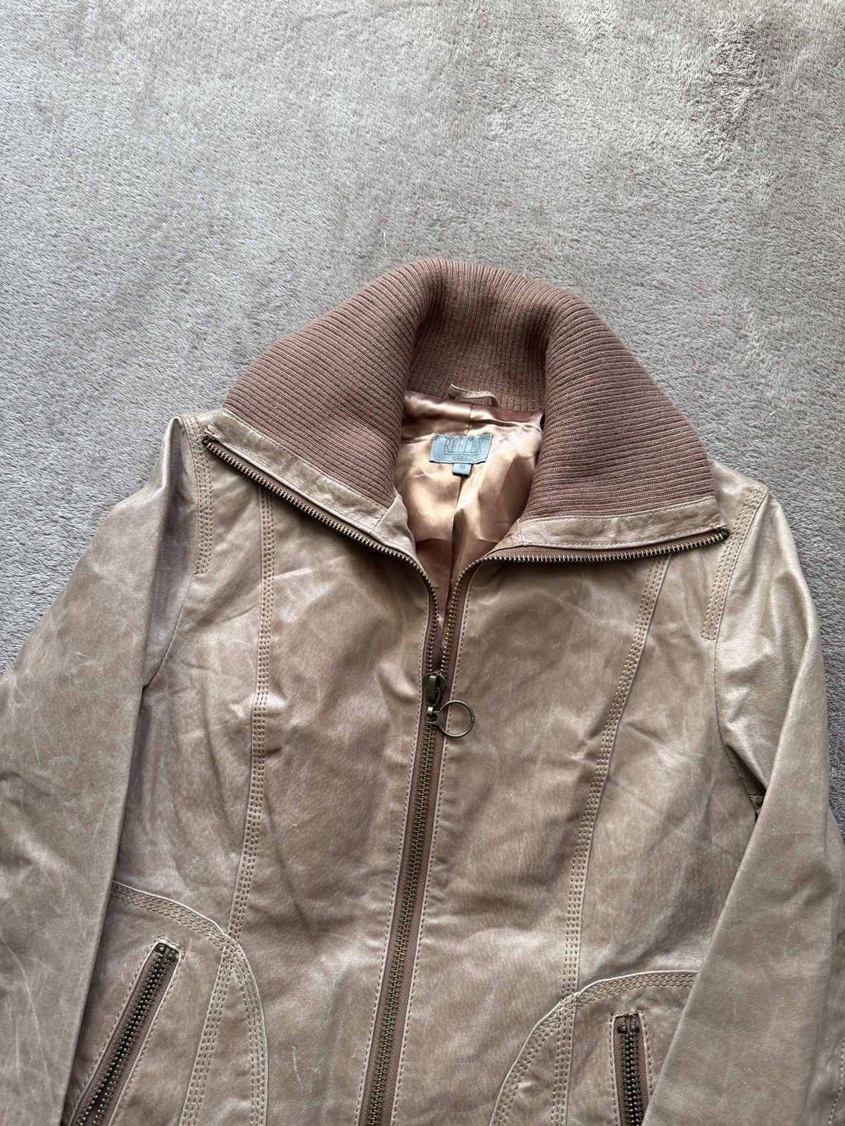 Vintage Genuine Leather Zip Moto Jacket stand-up collar worn skin Size S / US 4 / IT 40 - 3 Thumbnail