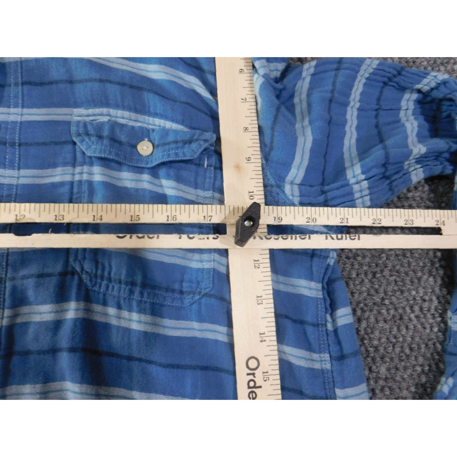 Lucky Brand Lucky Brand Shirt Men L Blue Flannel Striped Retro Classic Button-Up Collared Long Sleeve Casual Vintage? No (avoid N/A) Size US L / EU 52-54 / 3 - 6 Thumbnail